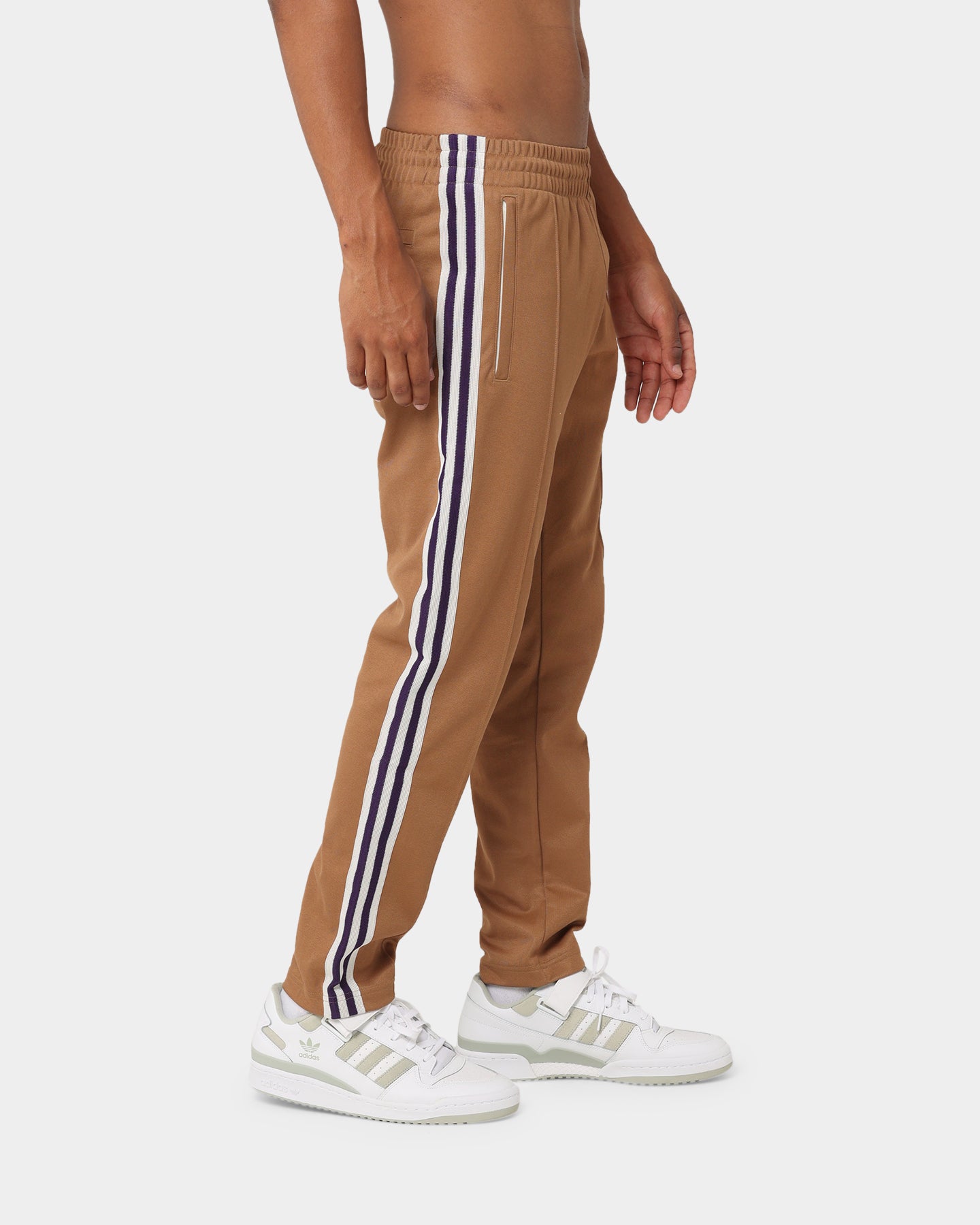 Adidas Adicolor Striped Track Pants for Men - Brown Desert Color Casual Joggers with Elastic Waistband | Perfect for Gym, Running & Streetwear Fashion
