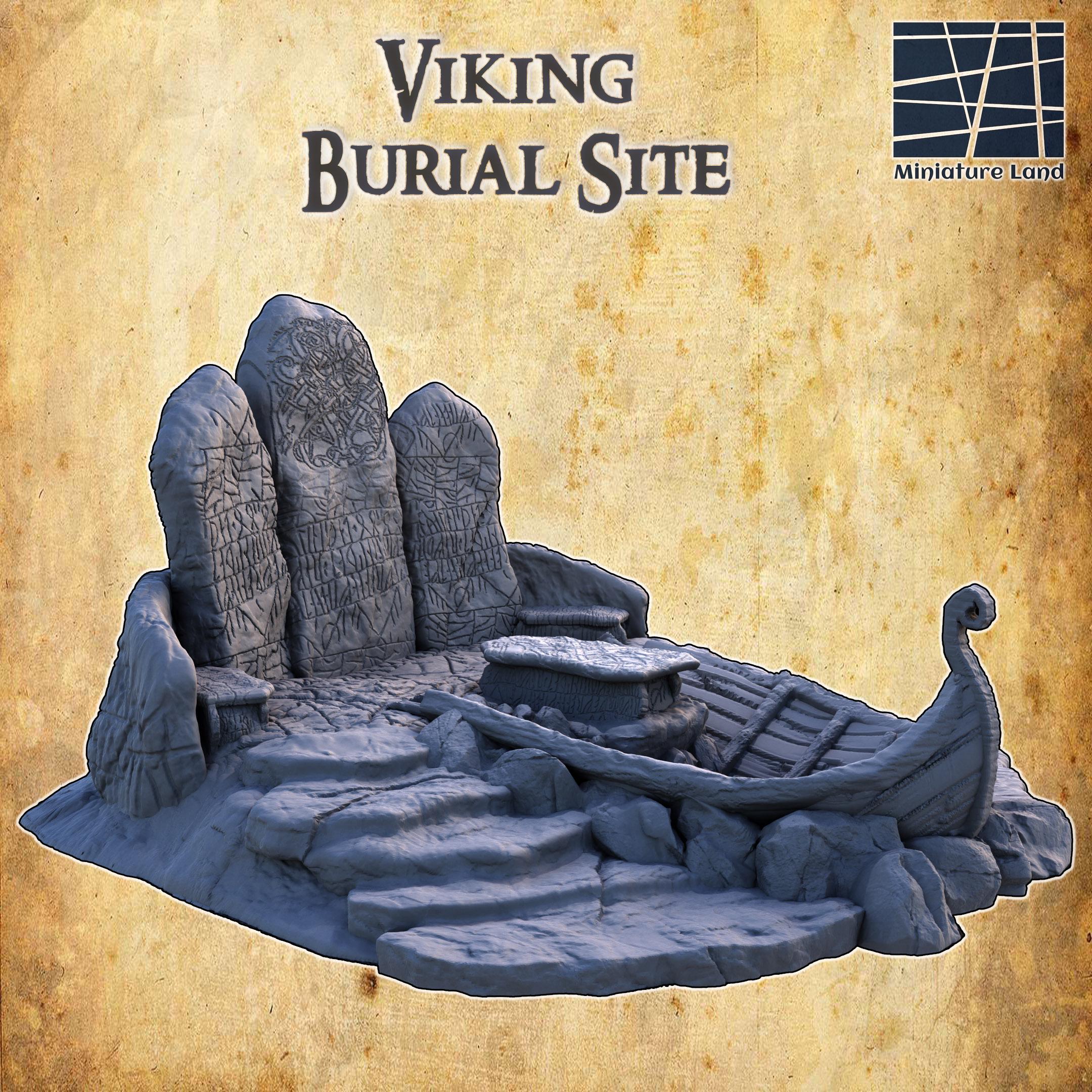 Viking Burial Site Miniature - Medieval Norse Graveyard Terrain for D&D, Model Railroads & Wargaming - Perfect for RPG Campaigns, Diorama Scenes & Tabletop Battles