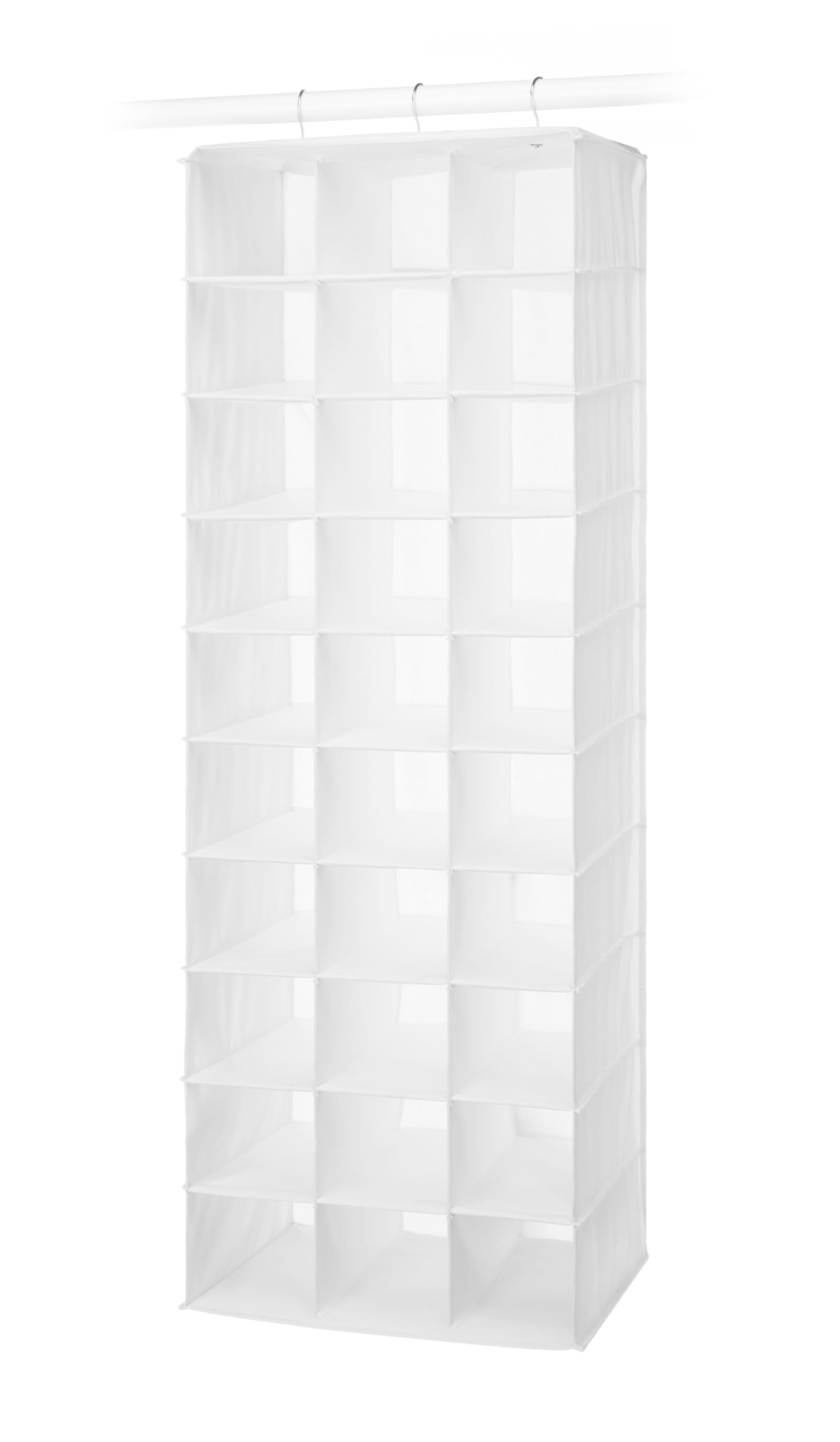 Whitmor Hanging Shoe Organizer - 30-Pocket Closet Storage for Shoes, Accessories & More - Space Saving Solution for Bedroom, Closet or Entryway (White)