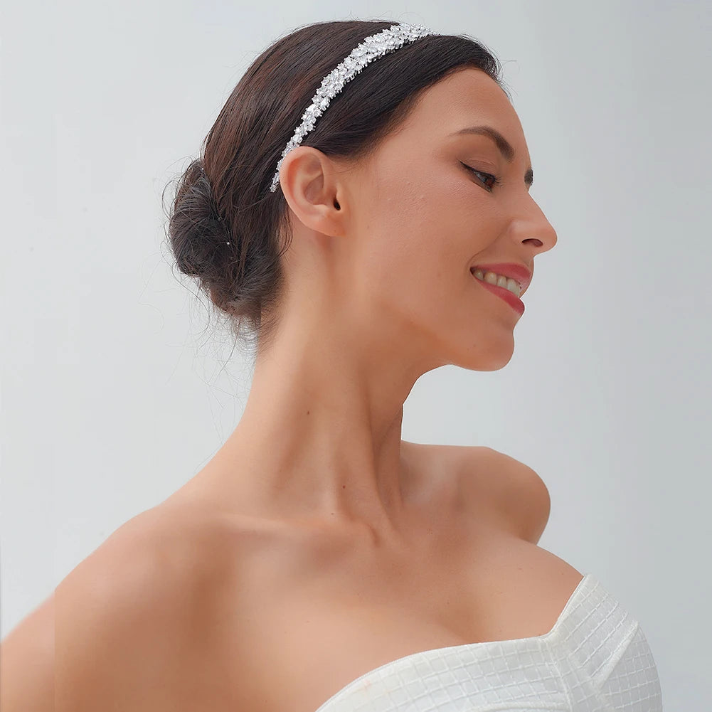 Elegant Silver CZ Bridal Headband - Sparkling Wedding Hair Accessory for Bride, Bridesmaids & Special Occasions | Perfect for Weddings, Prom & Formal Events