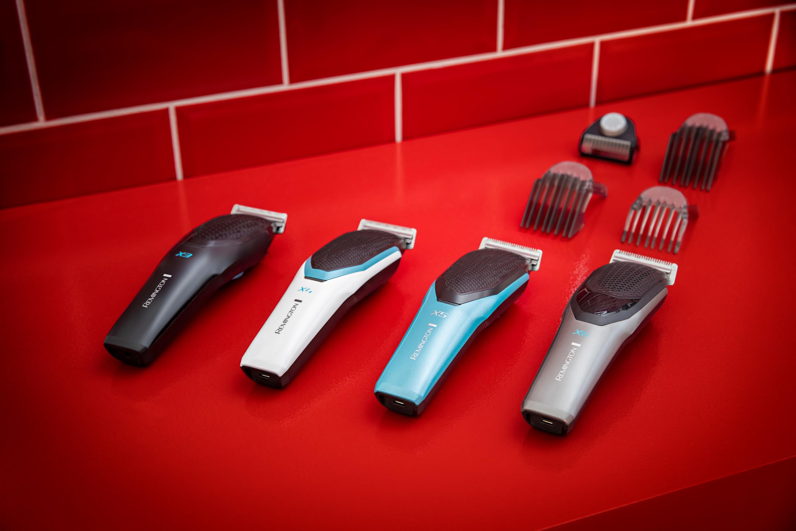 Remington Professional X4 Hair Trimmer with 3 Adjustable Combs (3-35mm) - Japanese Stainless Steel Blades, Cordless & Battery Powered - HC4000 Power X Series - Perfect for Home Haircuts, Beard Trimming & DIY Grooming