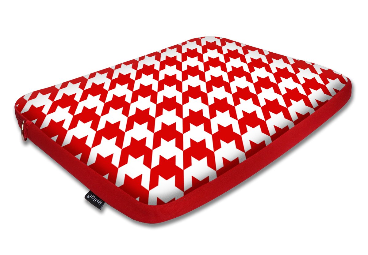15.6 Inch Neoprene Laptop Sleeve Bag - Protective Carrying Case with Hidden Handle for MacBook Air, Ultrabook, Chromebook (White Pattern) - Perfect for Work, School & Travel