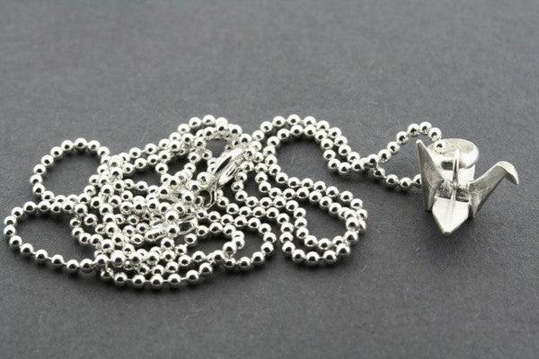 Origami Crane Pendant Necklace - 45cm Ball Chain - Japanese Paper Crane Jewelry for Gifts, Weddings & Special Occasions