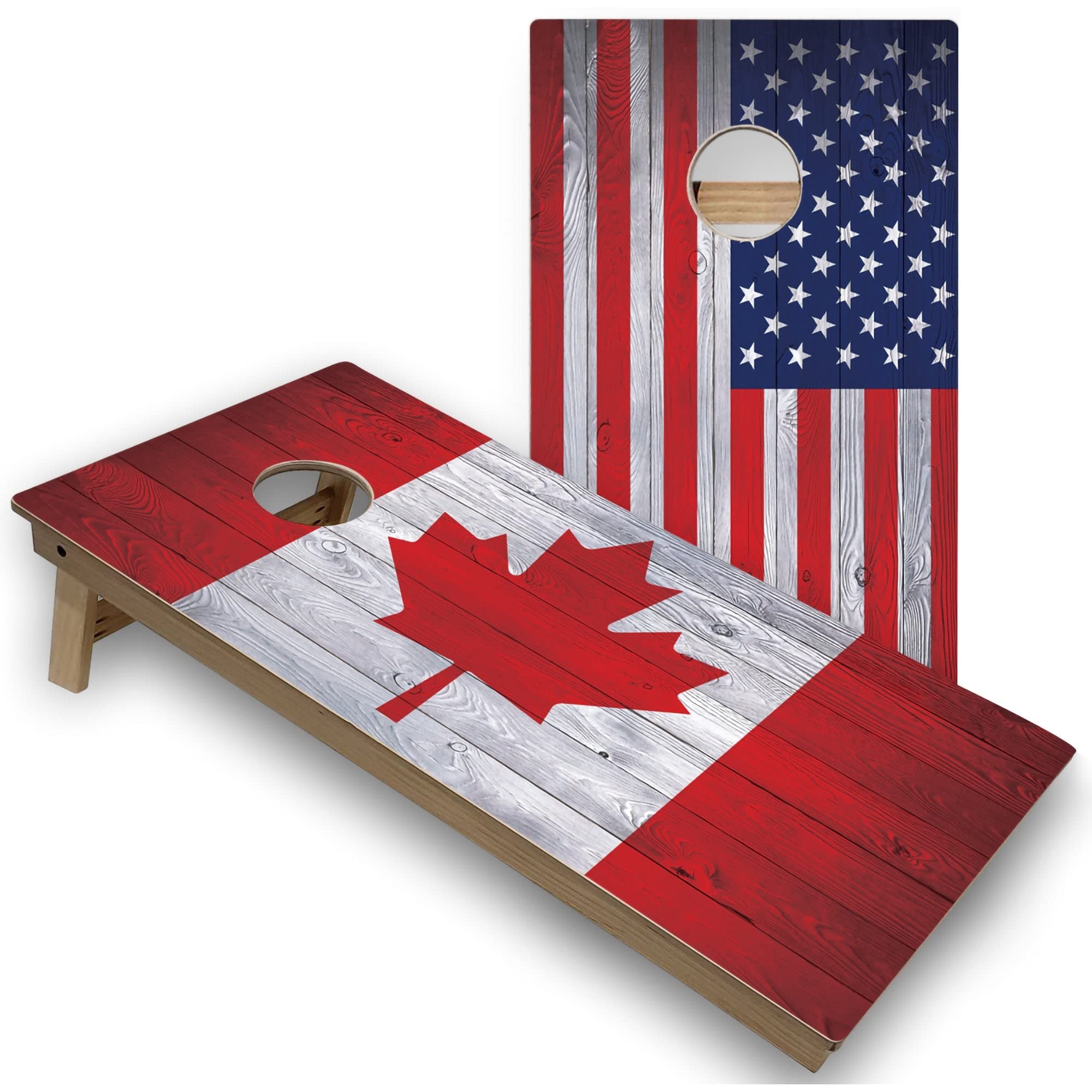 Regulation 2x4 Corn Hole Board Game Set with Canada & USA Flags - Includes Boards, 8 Bean Bags & Accessories for Backyard Parties, Tailgating & Outdoor Fun