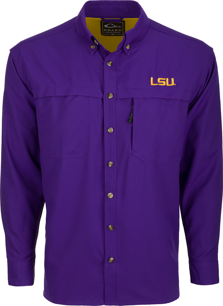 LSU Long Sleeve Mesh Back Flyweight Shirt for Men - Lightweight Breathable Performance Top for Running, Workouts & Outdoor Activities