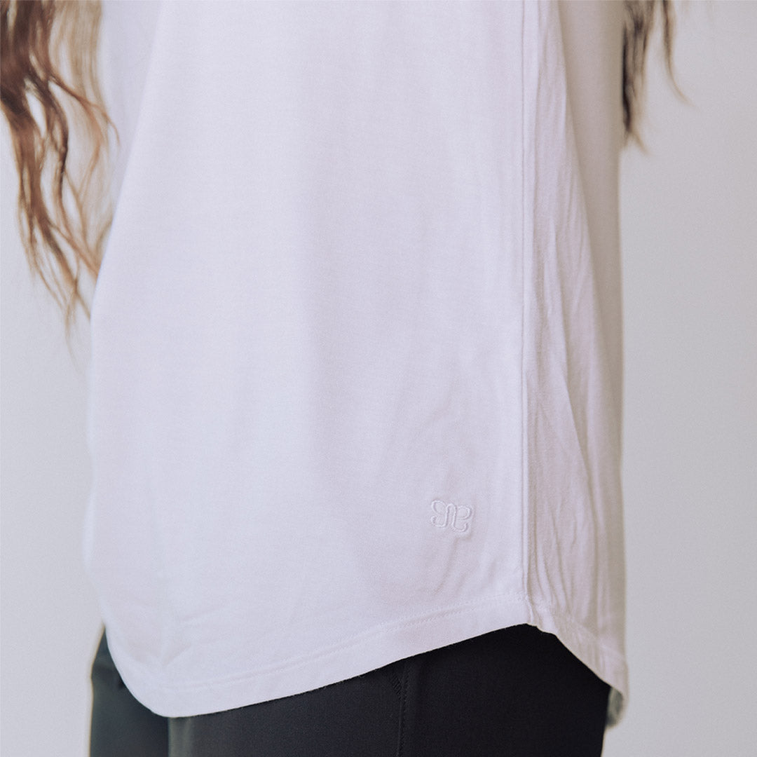 Organic Bamboo Basic Tee for Women - Soft Breathable White T-Shirt - Perfect for Yoga, Travel & Everyday Wear