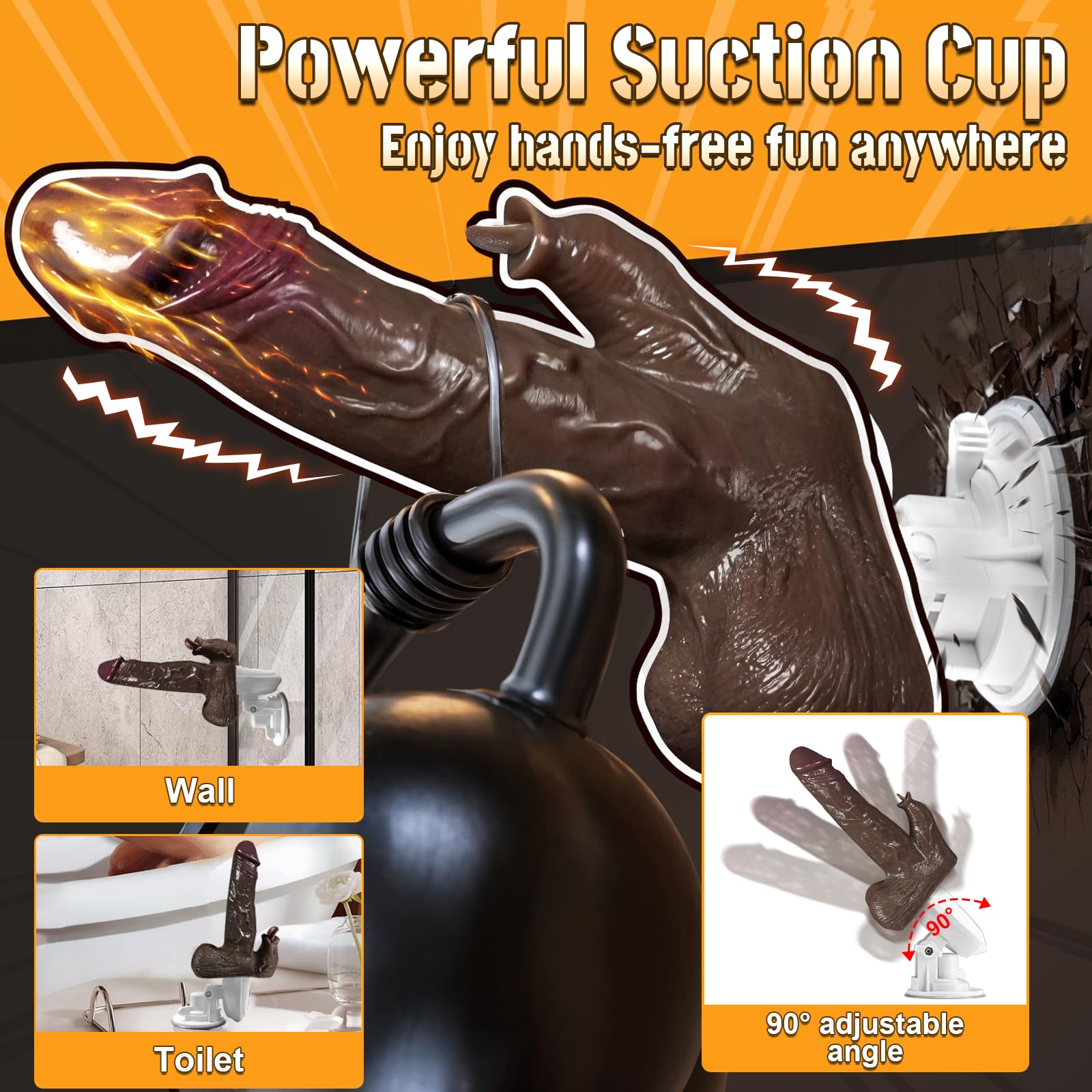 Realistic Remote Control Anal Dildo with 8 Vibrating & Thrusting Modes - Prostate Massager & G-Spot Stimulator for Men & Women - Tongue-Licking Clitoral Vibrator Sex Toy (Brown) | Perfect for Couples Play, Solo Exploration & Enhanced Intimate Experiences