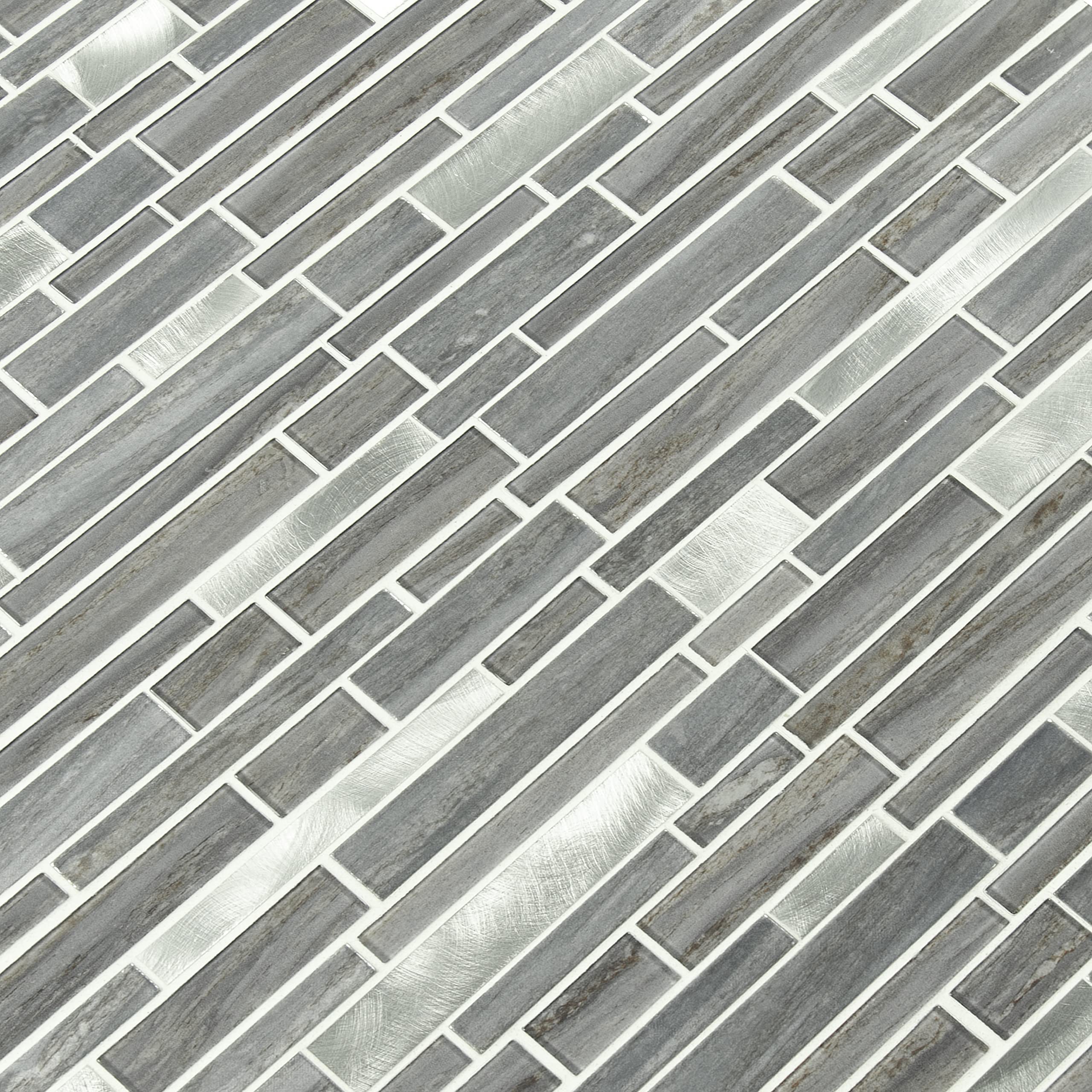 MSI Bimini 12x12 Inch Interlocking Glass Mosaic Tile - Gray-Dark Mesh Backed for Kitchen Backsplash, Bathroom & Shower Walls | Waterproof & Easy to Install Home Decor