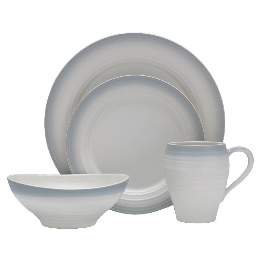Swirl Ombre Grey 4-Piece Dinnerware Set - Elegant Plates, Bowls & Mugs for Stylish Dining, Perfect for Home, Restaurant or Party Use
