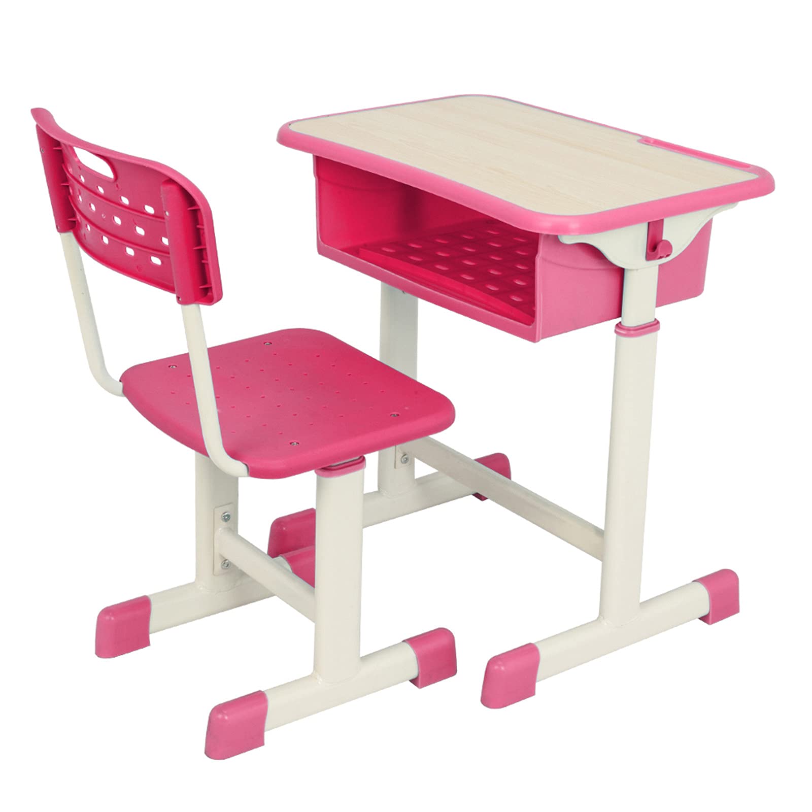 Tesmula GT2-LC Adjustable Height Kids Study Desk and Chair Set, Ergonomic Children's Learning Furniture for Home & School - Pink (Perfect for Homework, Online Classes & Small Spaces)