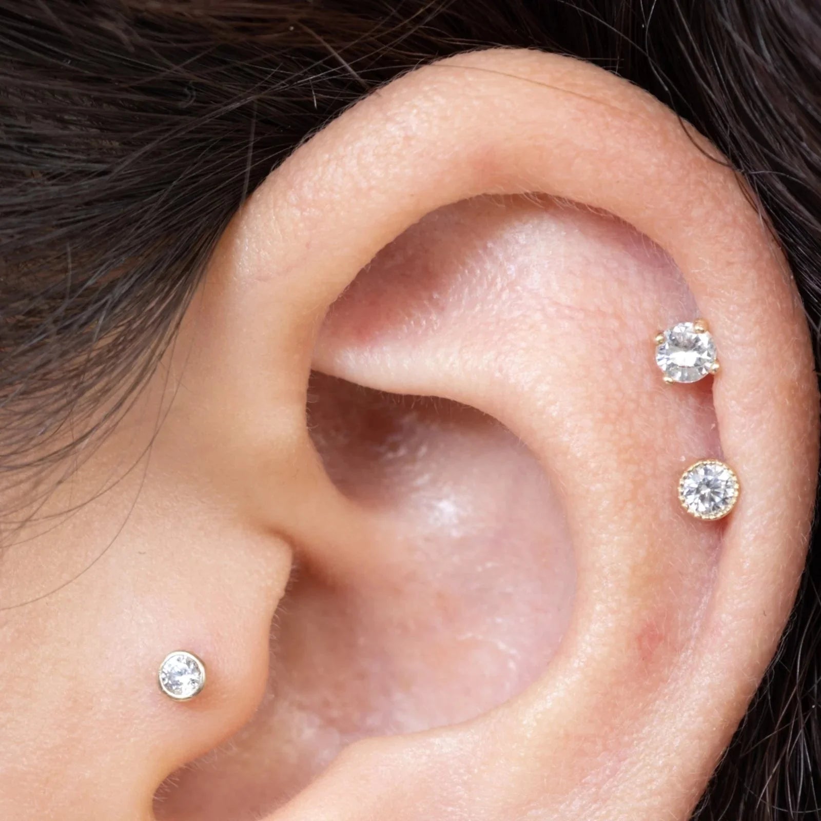 14K Yellow Gold Round Gemstone Flat Back Stud Earrings - Bezel Set for Secure Wear | Perfect for Daily Use, Gifts & Special Occasions
