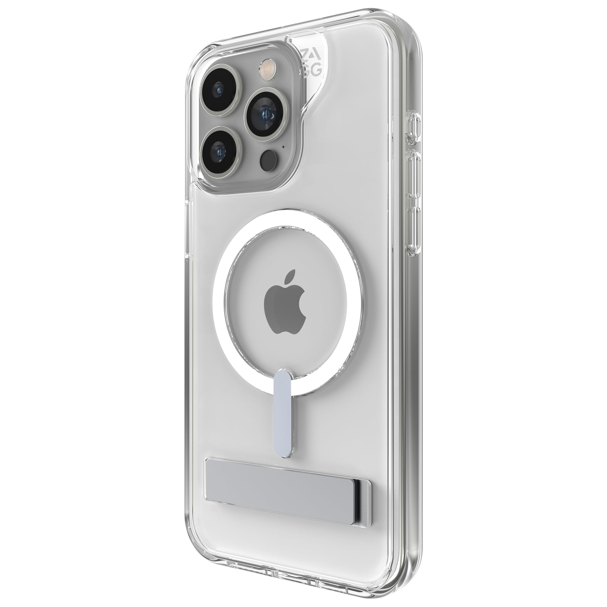 ZAGG Crystal Palace Snap iPhone 15 Pro Max Clear Protective Case with Built-in Kickstand - 13ft Drop Protection, Durable Graphene, Anti-Yellowing & Scratch-Resistant MagSafe Compatible Case for Work, Travel & Everyday Use