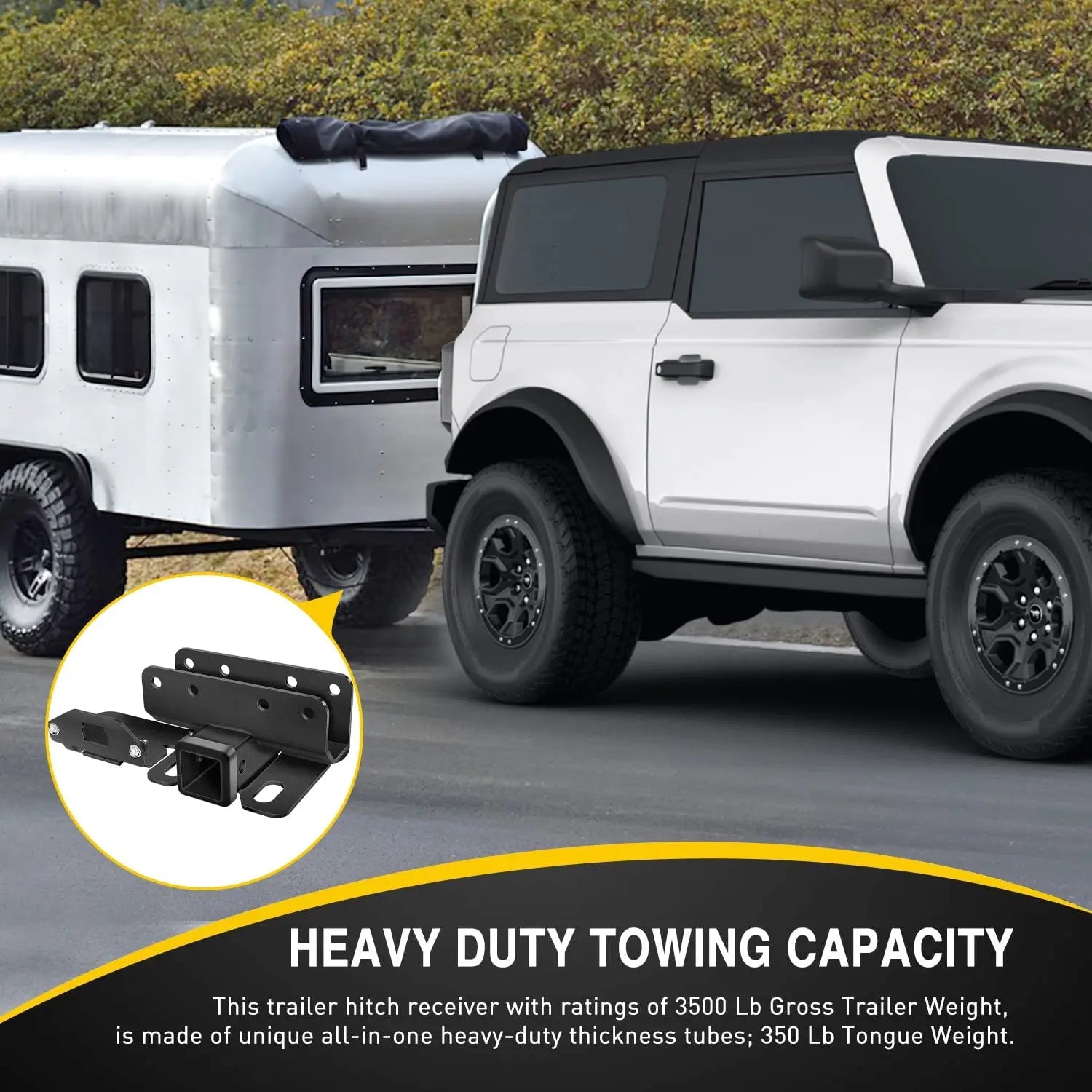 2021-2023 Ford Bronco 2/4 Door 2-Inch Rear Trailer Hitch Receiver Kit - Heavy Duty Towing Accessory for Off-Road Adventures & Camping Trips