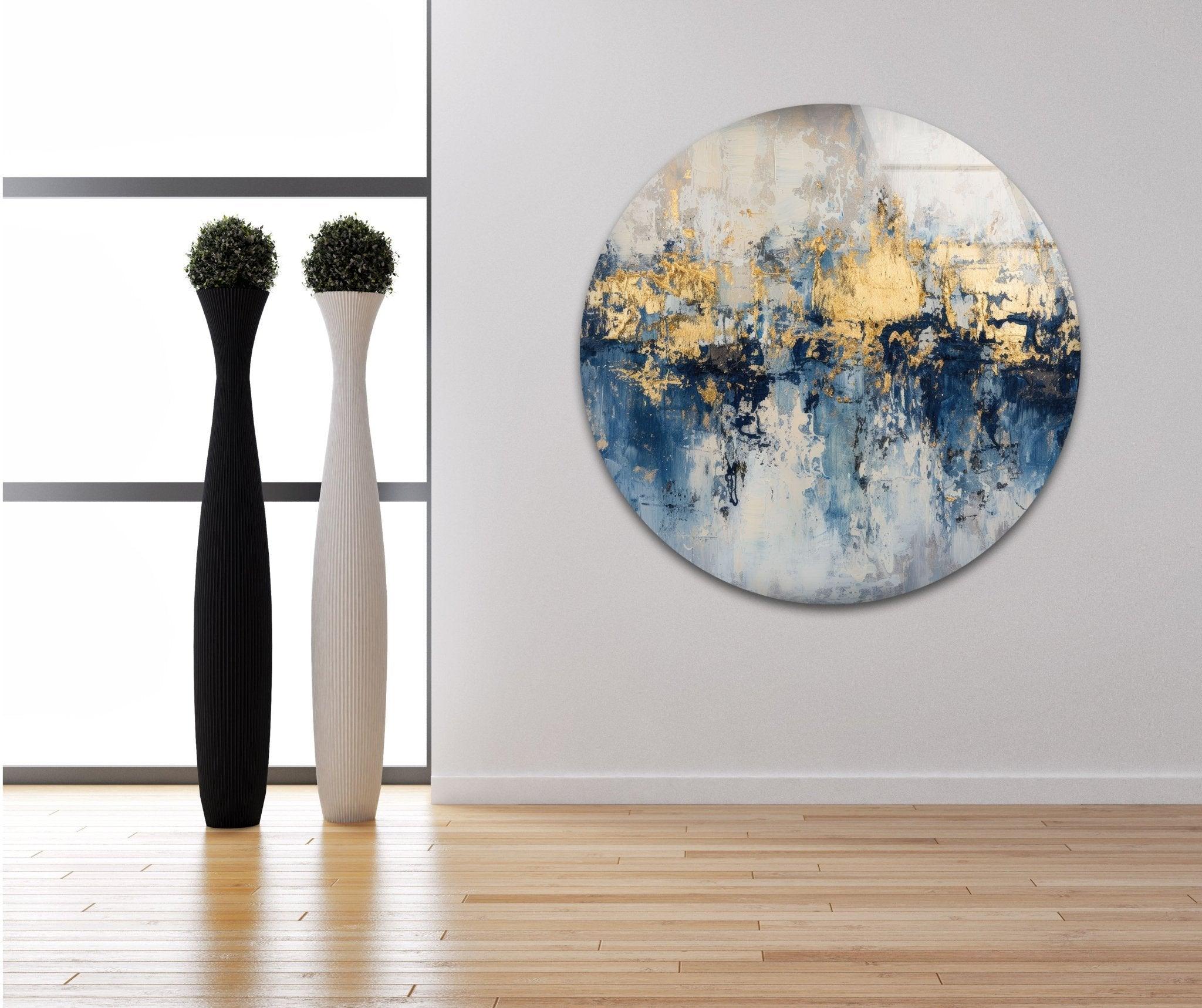 Abstract Earth Tone Glass Wall Art - Handmade Modern Home Decor for Living Room, Bedroom & Office