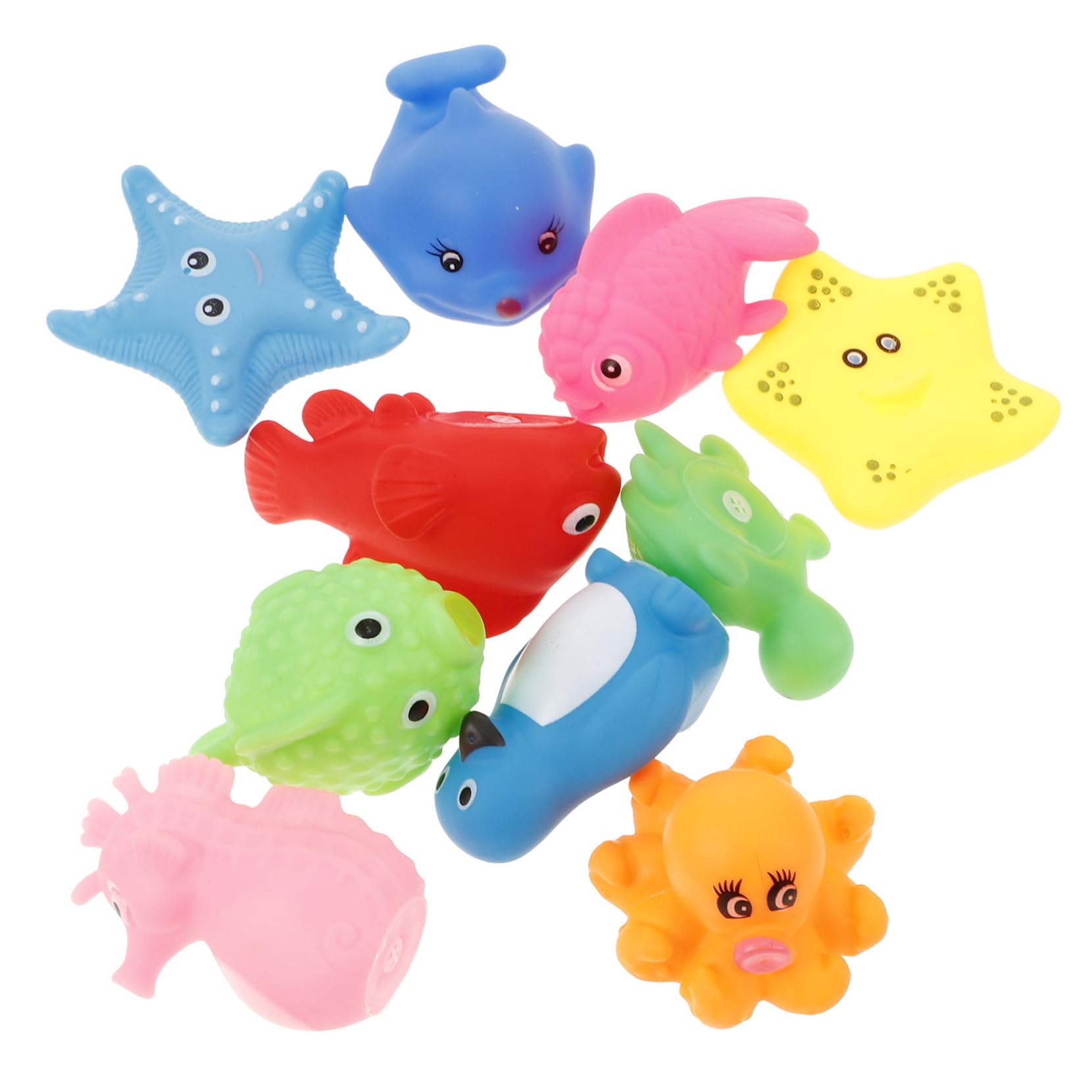 10pcs Ocean Animal Bath Toys for Babies 6-12 Months - Floating Squeaky Rubber Pool Toys for Toddlers & Preschoolers | Fun Bathtime & Swimming Learning Toys