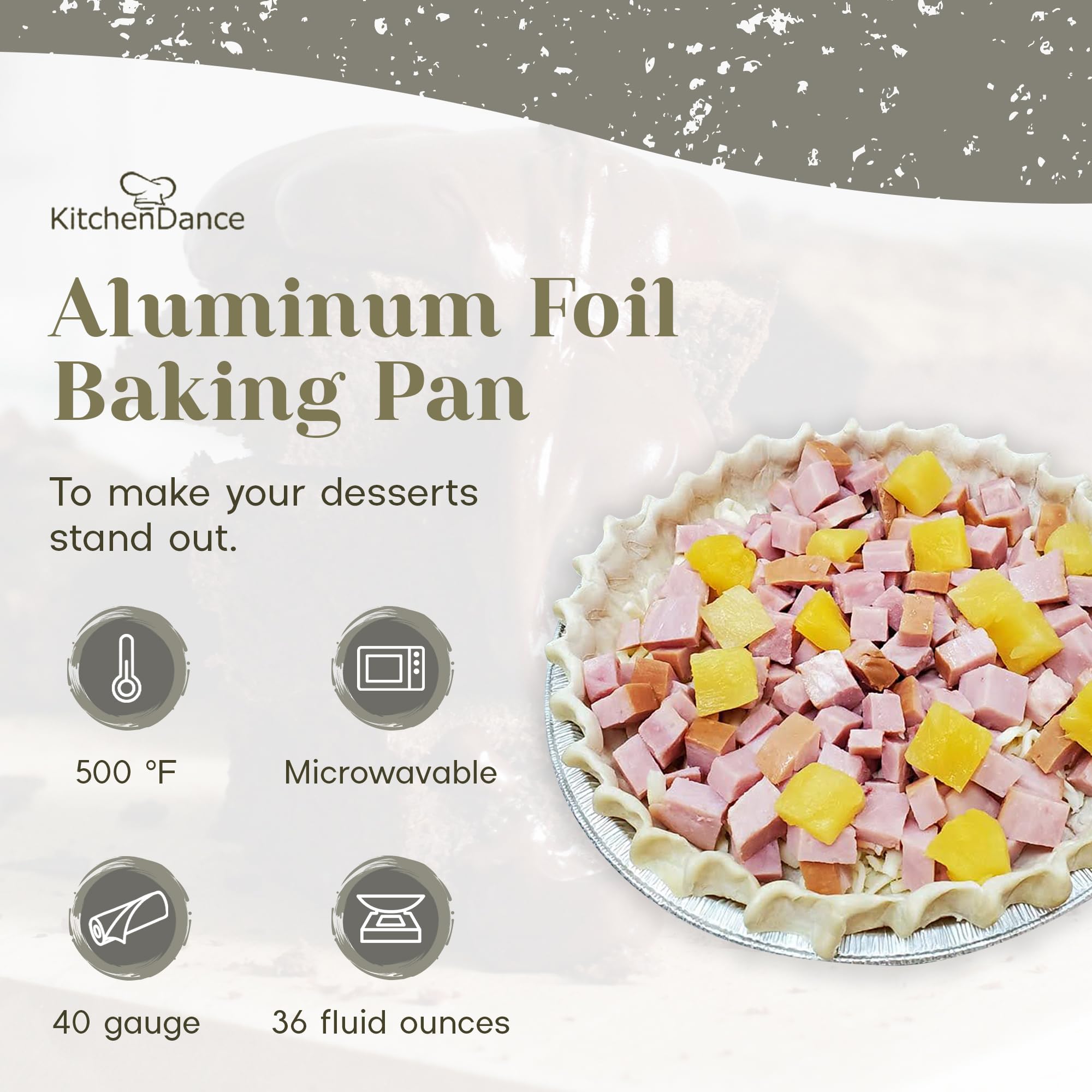 KitchenDance 11 Inch Deep Disposable Aluminum Foil Pie Pans - Heavy Duty Baking Pans for Pies, Quiches & Desserts | Perfect for Home Baking, Bakery Use & Party Serving | Eco-Friendly & Recyclable Aluminum Pie Tins (Pack of 11104)
