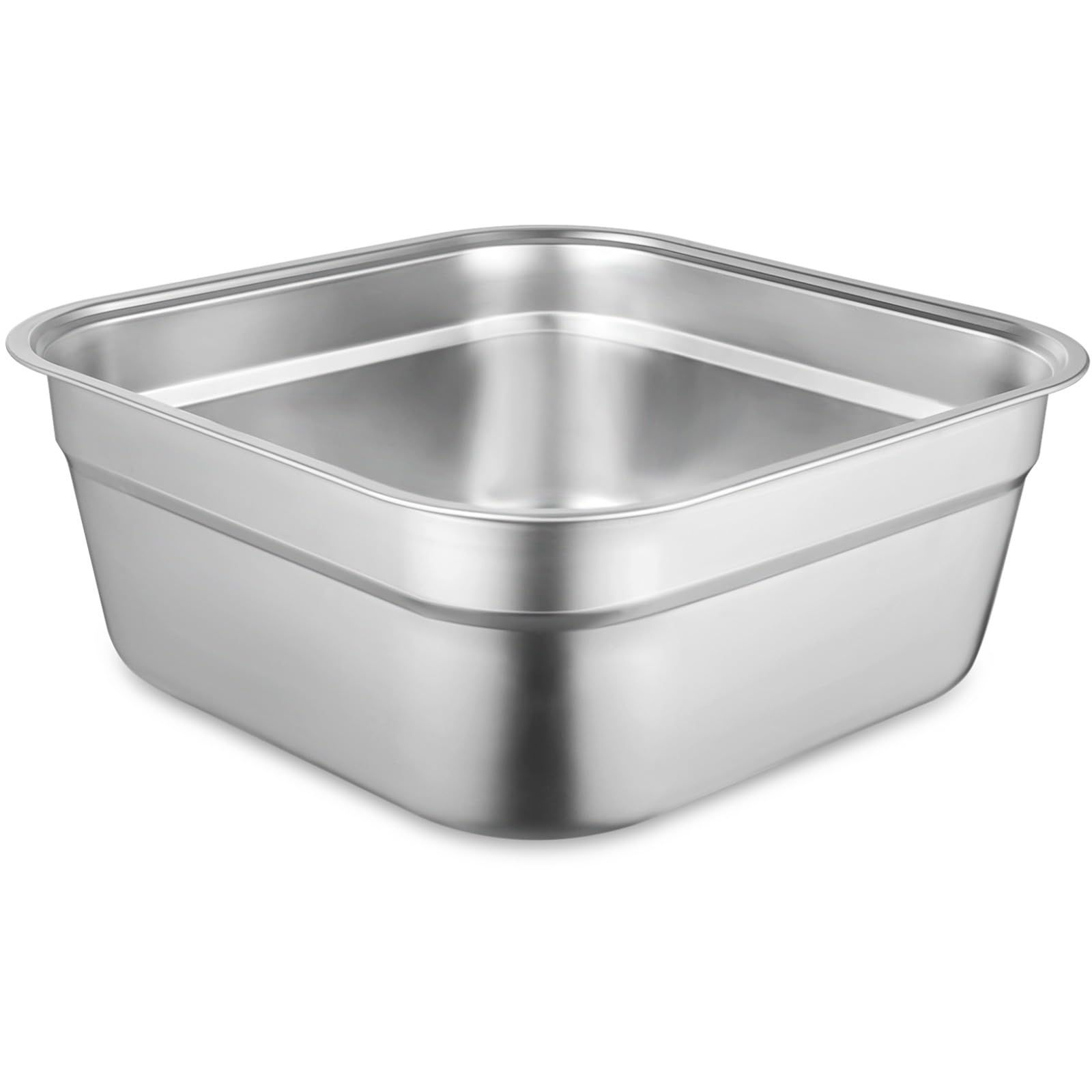 Yeesport Stainless Steel Dish Tub - Large Square Kitchen Sink Basin for Washing Vegetables, Dishes & Multi-Purpose Use | Durable & Rustproof Home Cleaning Container for Kitchen, Camping & Outdoor Activities