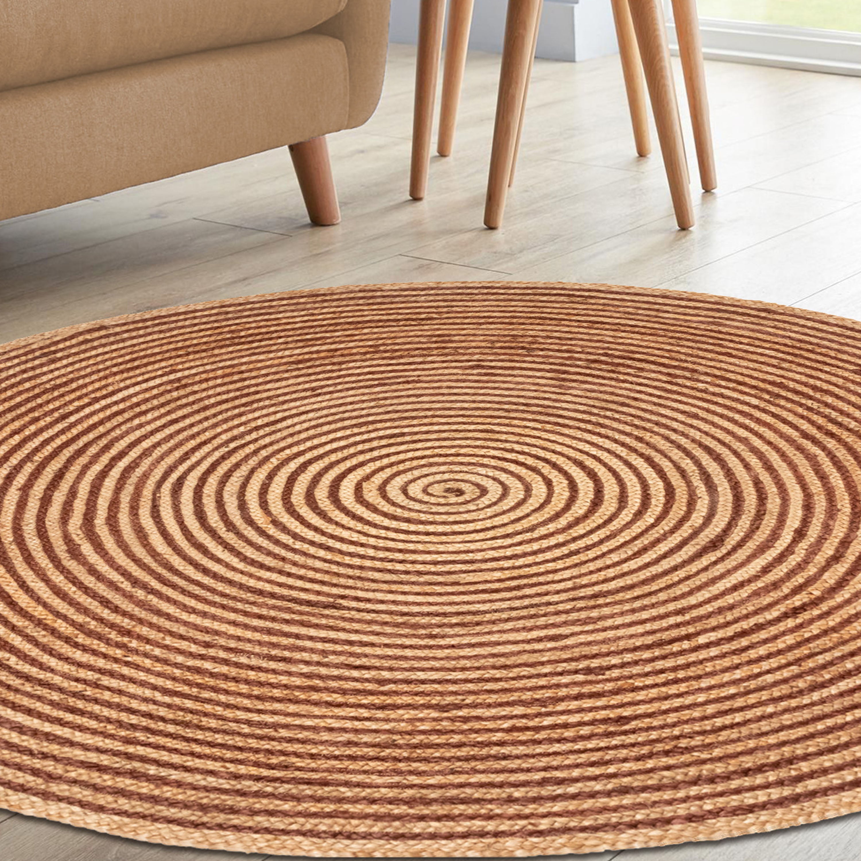 Braided Jute Reversible Handwoven Rug - Natural Fiber Indoor/Outdoor Area Rug for Living Room, Bedroom, Patio & Deck - Eco-Friendly Home Decor