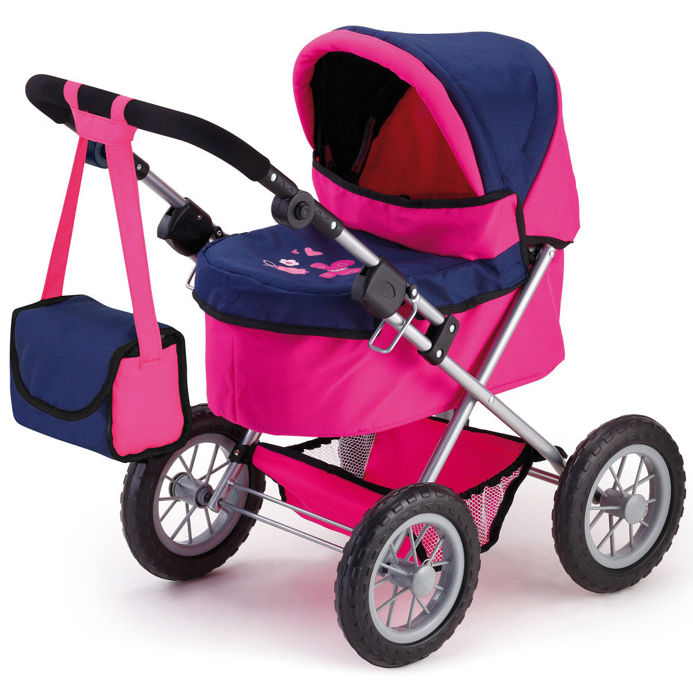 Bayer Design Trendy Doll Stroller - Adjustable Handle, Blue & Hot Pink with Butterfly Print - Perfect for Pretend Play, Role Play, and Outdoor Adventures for Kids