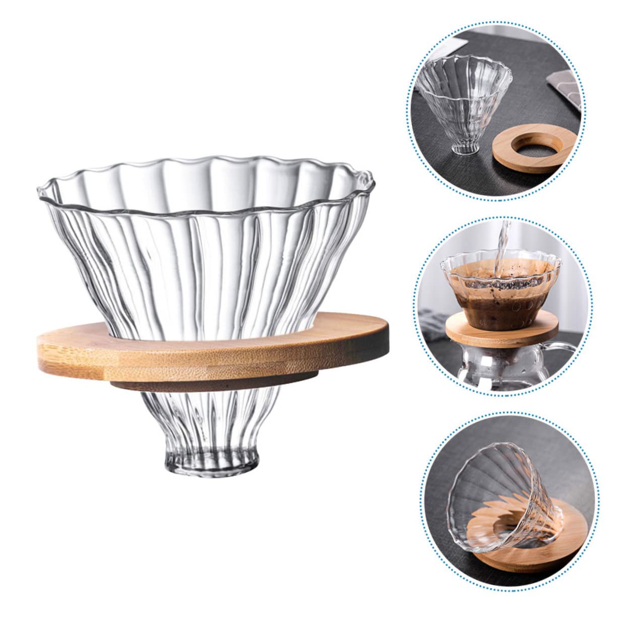 Glass Pour Over Coffee Maker Set - Dripper & Mug for Home Brewing