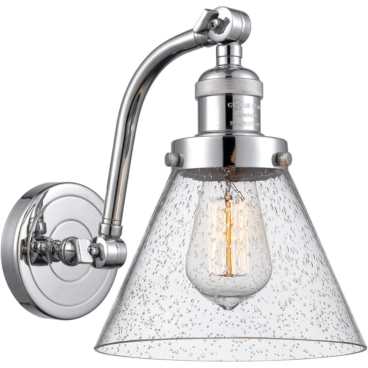 Vintage Dimmable LED Wall Sconce Light Fixture - 1 Light Polished Chrome Finish - Perfect for Bedroom, Living Room & Hallway Lighting Decor