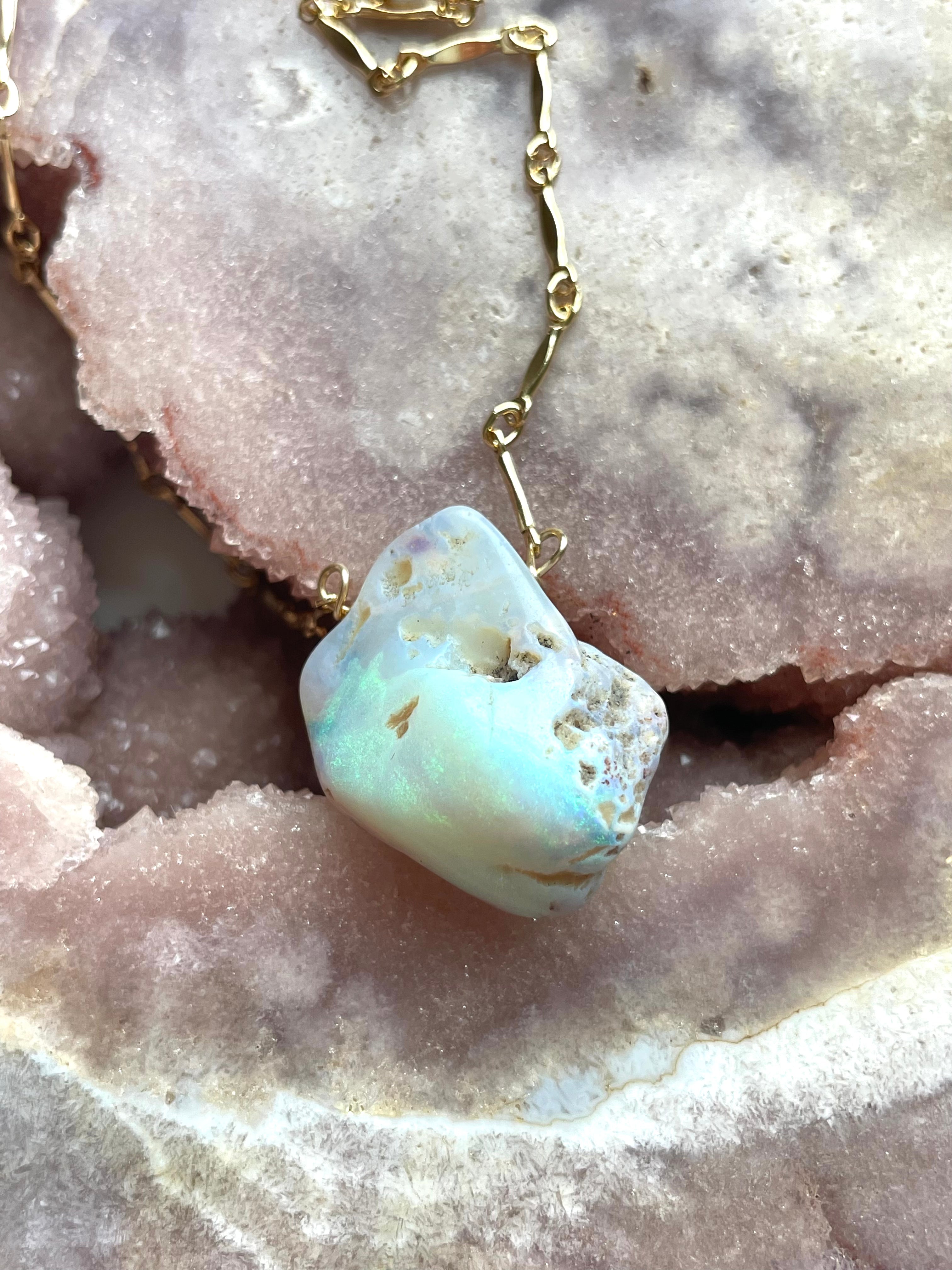 Genuine Australian Opal Necklace – Natural Raw Opal Jewelry for Women – Perfect for Weddings, Parties & Special Occasions