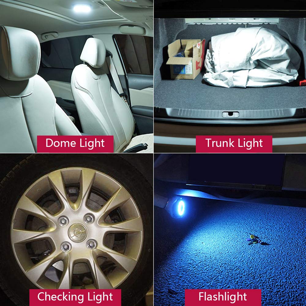 12V LED Car Ceiling Dome Light - White & Ice Blue Interior Map Light for RV, Trunk, Trailer, Camper - Wireless Bright Lighting for Night Driving & Camping