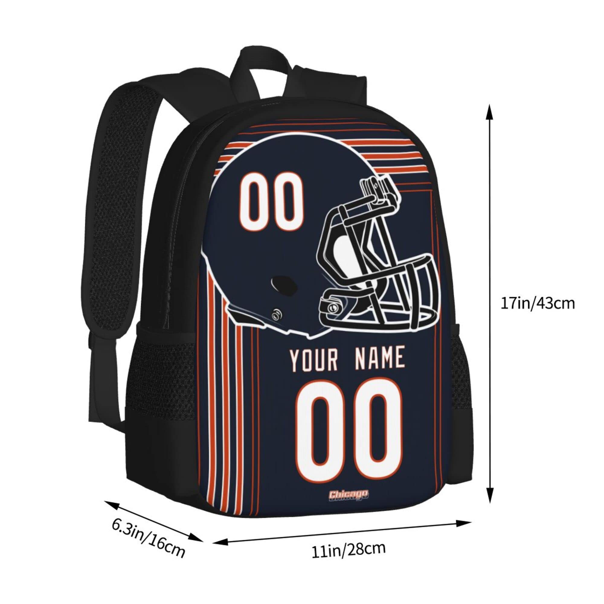 ANTKING Chicago Backpack - Customizable High Capacity Backpack with Personalized Name & Number - Perfect Gift for Kids, Men & Sports Fans - Ideal for School, Travel & Game Day