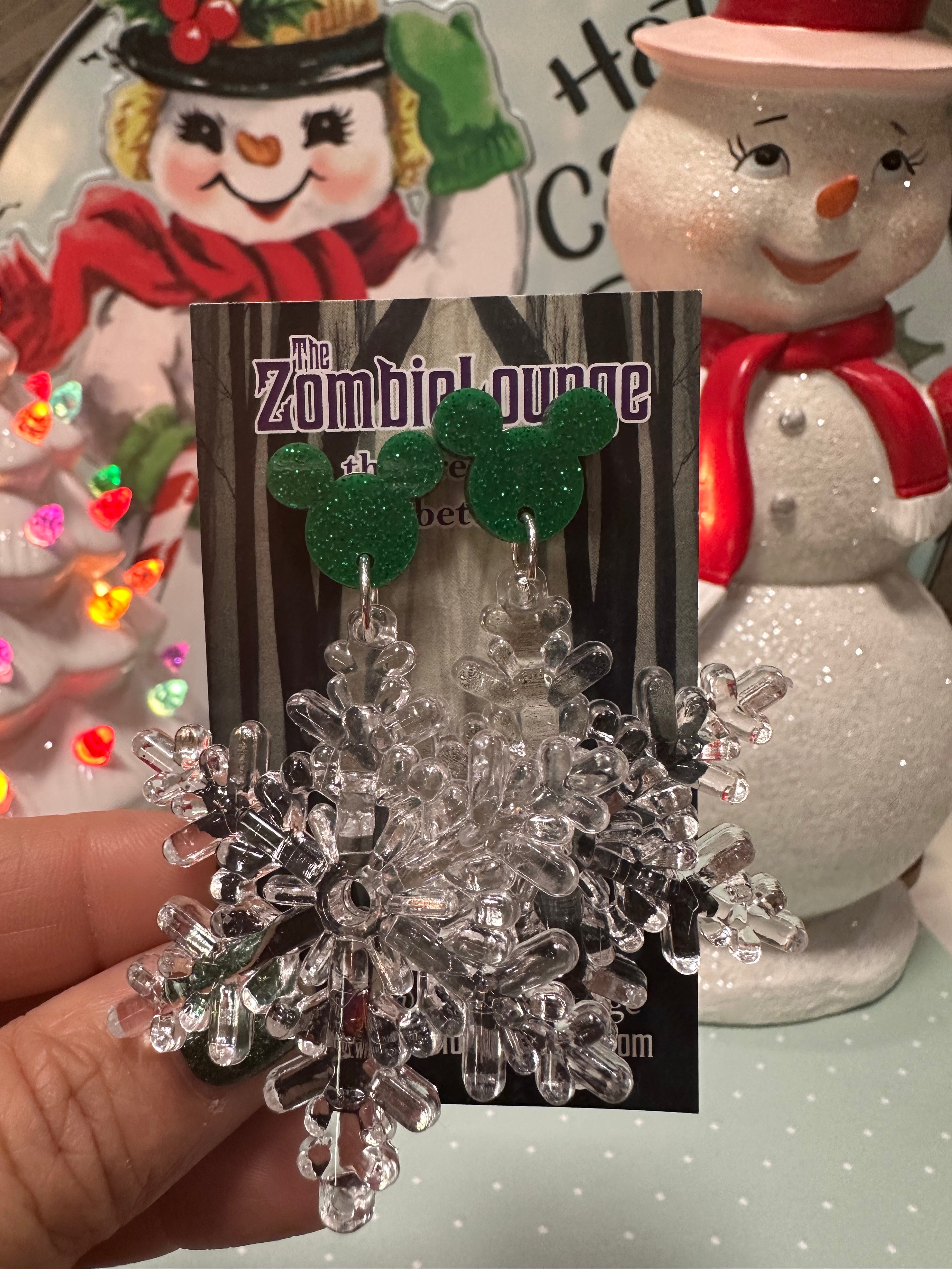 Disney Mickey Mouse Snowflake Earrings for Women - Christmas Holiday Party Jewelry Gift - Perfect for Winter Festivals, Costume Accessories & Disney Fan Collections