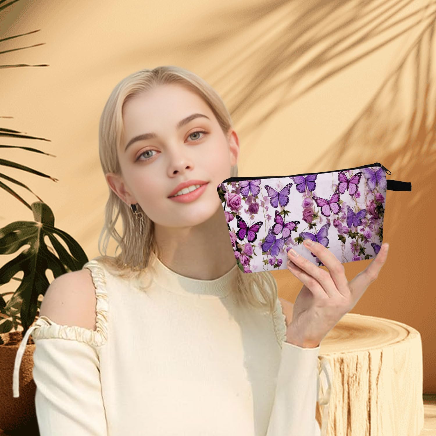 Butterfly Makeup Bag for Women Travel - Cosmetic Organizer for Gifts & Daily Use