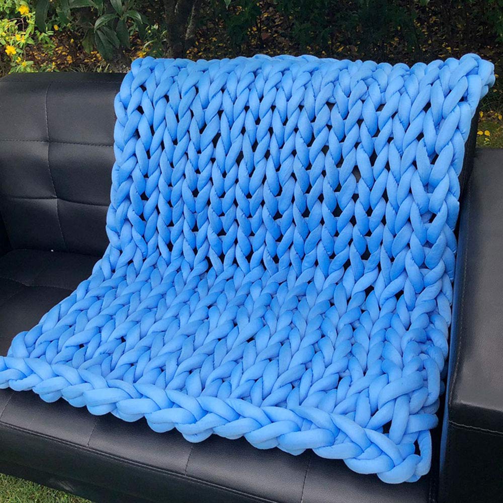 Premium HXSM Chunky Knit Weighted Blanket - Large Handwoven Cable Knit Throw (130x170cm) in Soft Pink | Ultra Comfortable Braided Blanket for Couch, Bed, Nursery & Pet Use | Perfect Stress Relief Gift for Adults & Babies