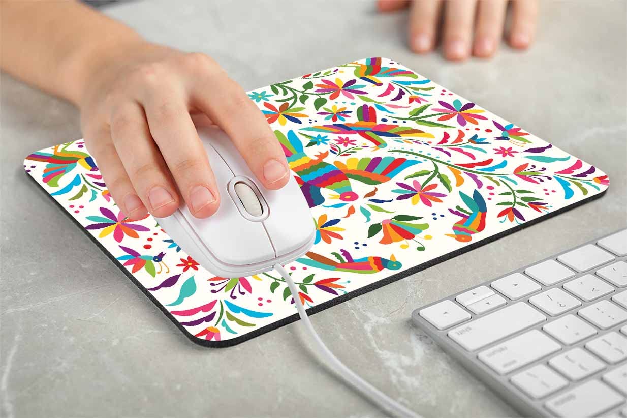 Vibrant Mexican Floral Mouse Pad - Non-Slip Rubber Base Gaming & Office Mousepad for Computer/Laptop - 9.5x7.9 Inches (240x200mm) - Perfect for Work, Gaming & Home Office Decor