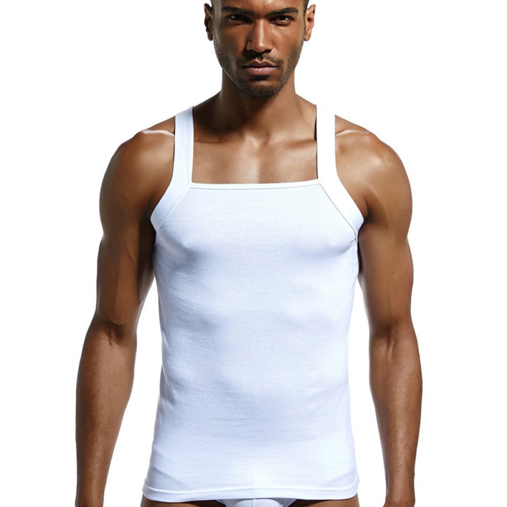 Men's Casual Cotton Ribbed Vest Blouse - Solid Color Graphic Tees for Everyday Wear | Perfect for Streetwear, Layering & Outdoor Activities