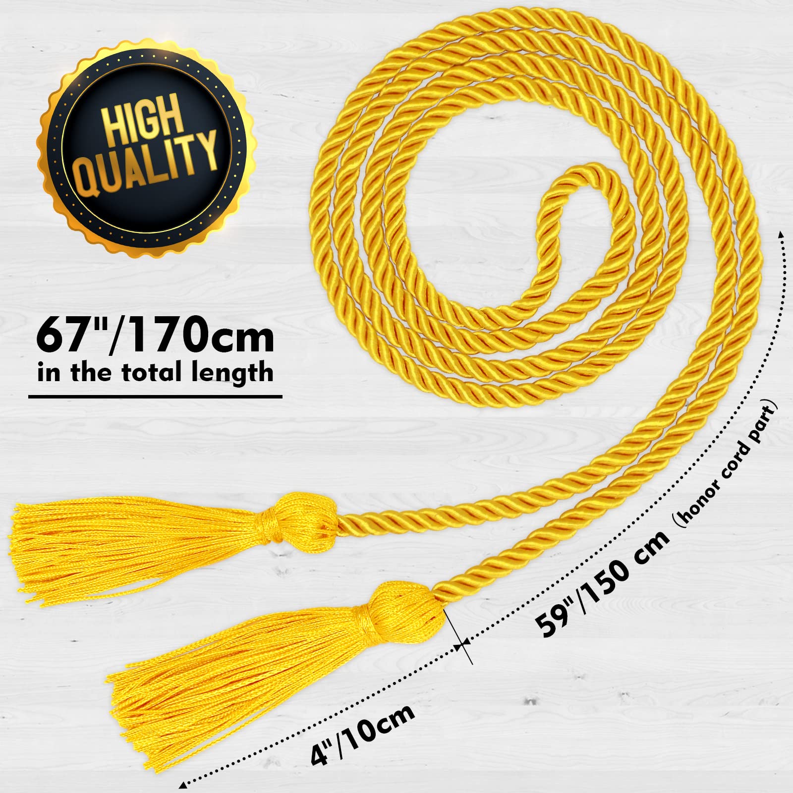 2025 Graduation Honor Cords - Gold Academic Achievement Cords for High School & College Graduation Ceremonies - Perfect for Commencement, Honors Recognition & Academic Awards
