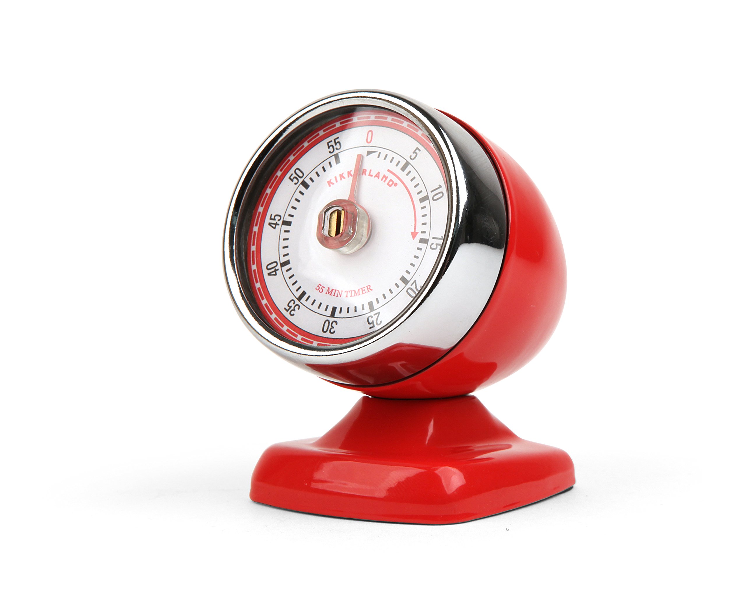 Vintage Streamline Kitchen Timer - Retro Mechanical Egg Timer for Cooking, Baking, Fitness - Classic Red (Perfect for Home Kitchen, Restaurant & Office Use)