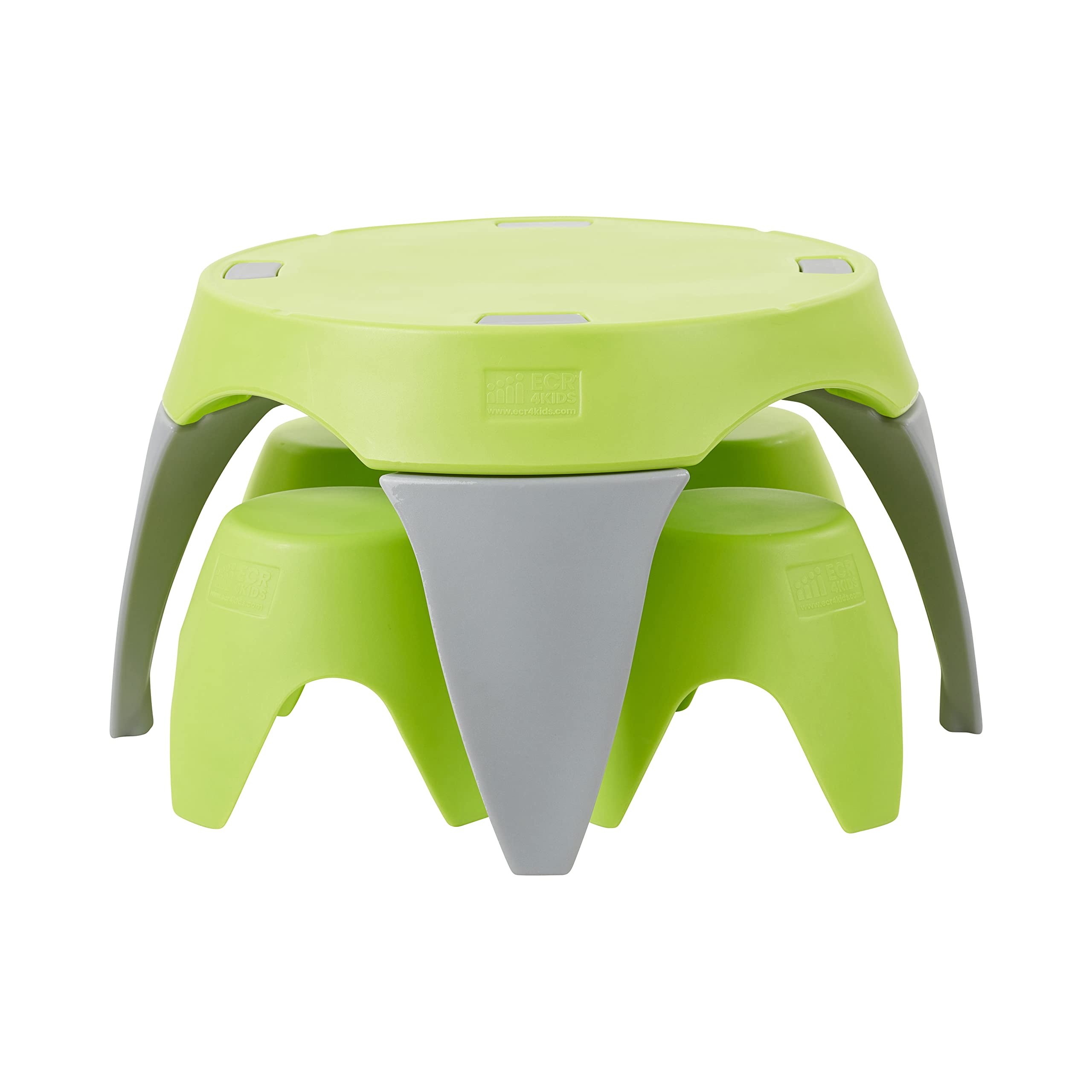 ECR4Kids Ayana 5-Piece Kids Table and Stool Set - Outdoor & Indoor Play Furniture, Lime Green & Light Grey - Perfect for Backyard, Patio, Preschool & Playroom Activities