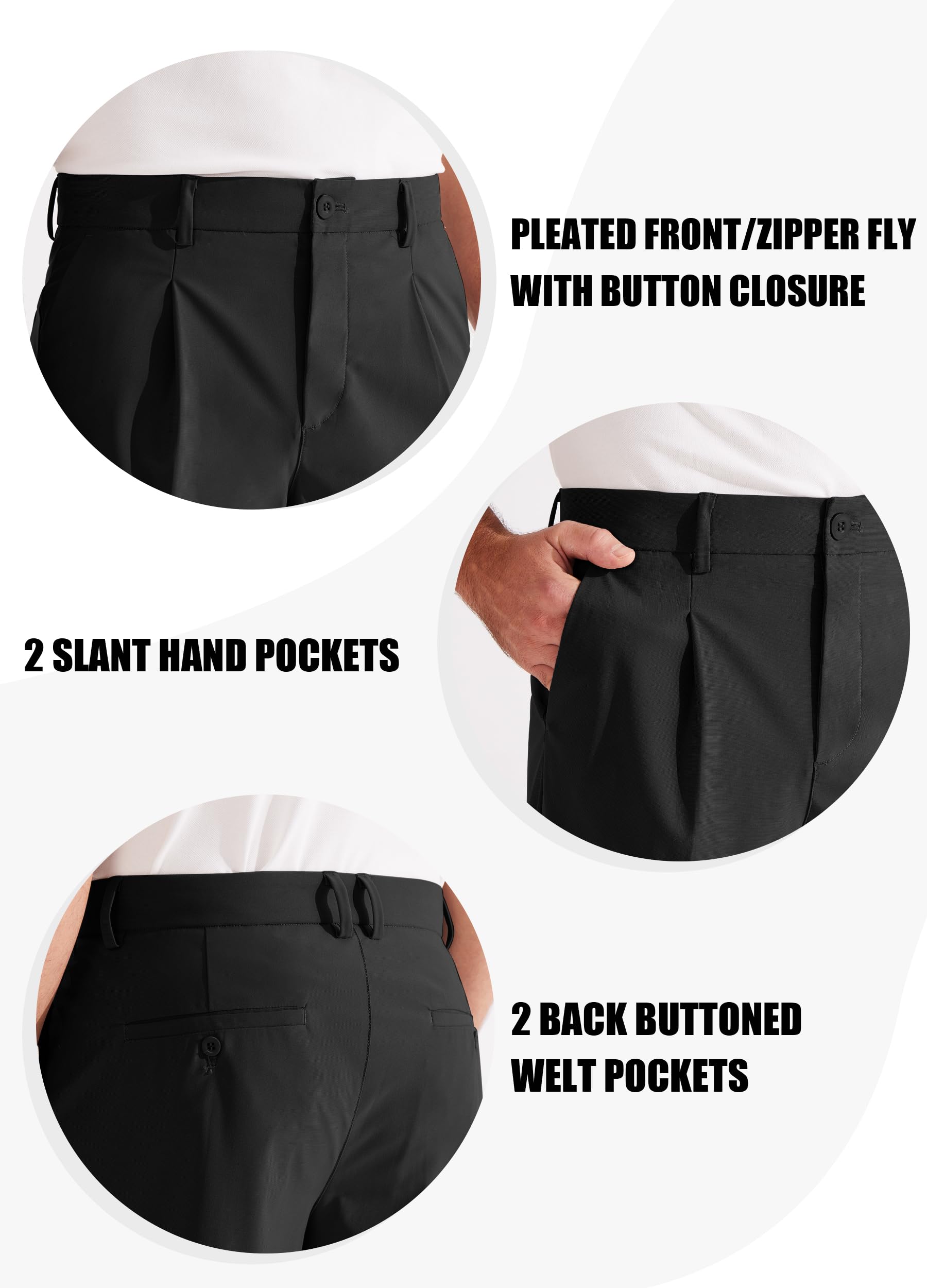 Libin Men's Classic Fit Pleated Front Dress Pants - Stretch Work & Golf Pants for Business Casual (29