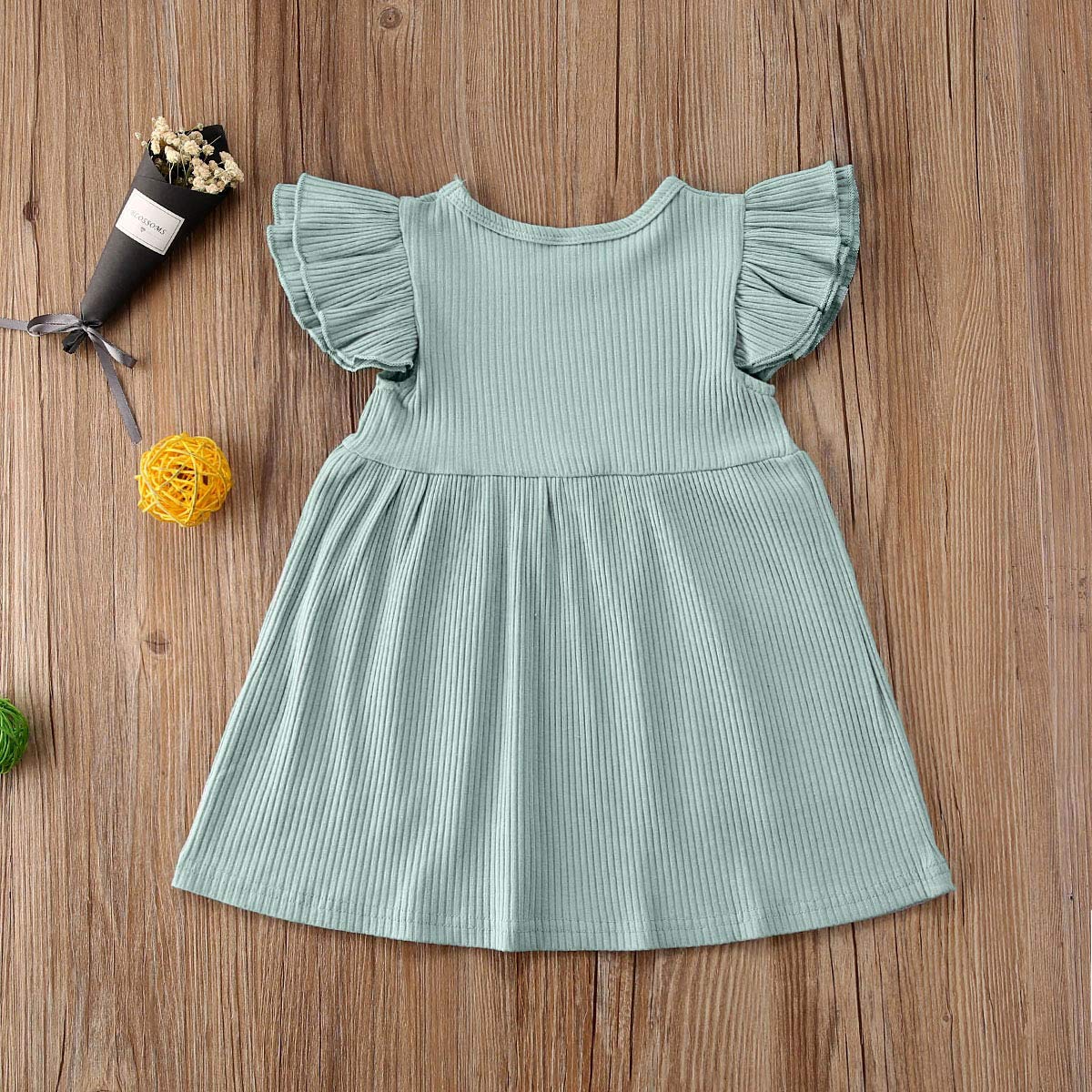 Organic Cotton Ruffled Sleeve Tunic Dress for Baby Girls - Soft Swing Casual Sundress with Princess Design for Party, Playdate & Special Occasions