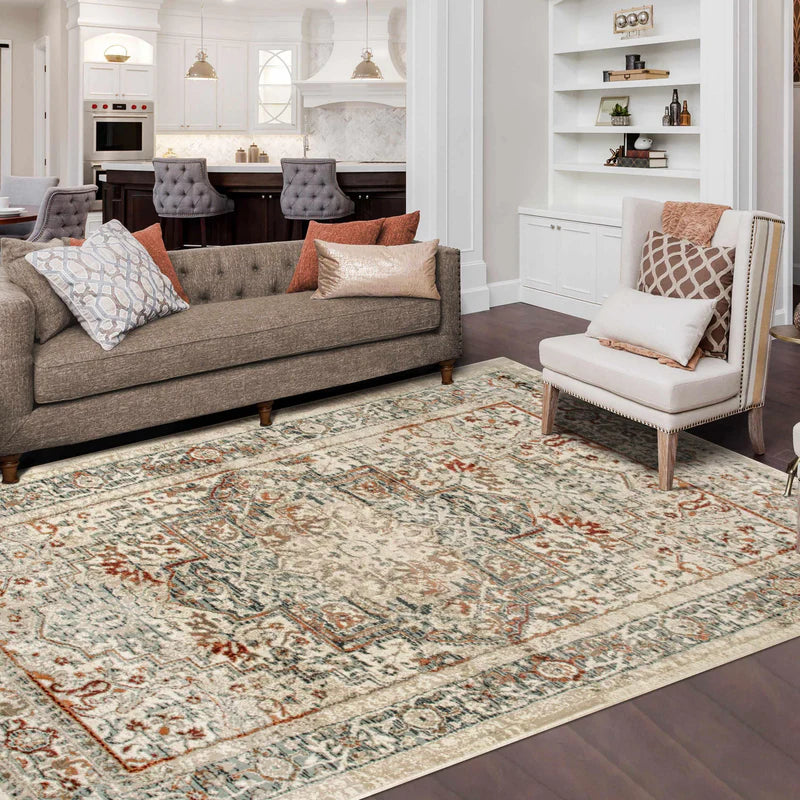 Lucida Traditional Tribal Floral Indoor Area Rug - Non-Slip Soft Living Room Carpet for Home Decor, Bedroom, Dorm & Office