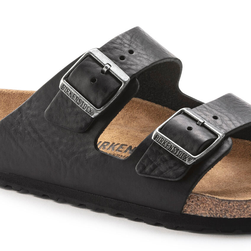 Birkenstock Men's Arizona Grip Leather Sandals - Vintage Wood Black | Comfortable & Durable Footwear for Walking, Travel & Casual Wear