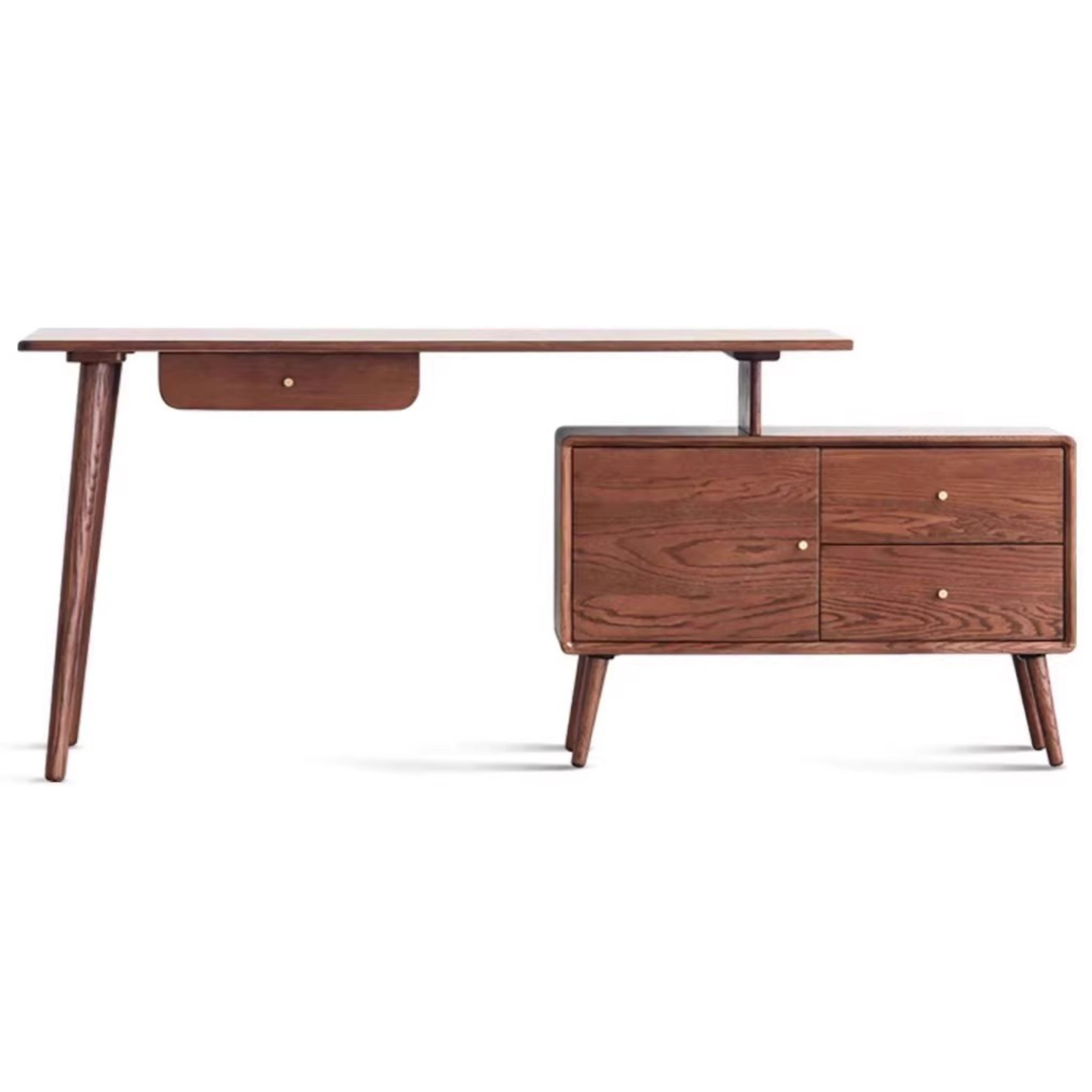 Solid Oak Wood Adjustable Height Office Desk - Extendable Workstation for Home & Business Use