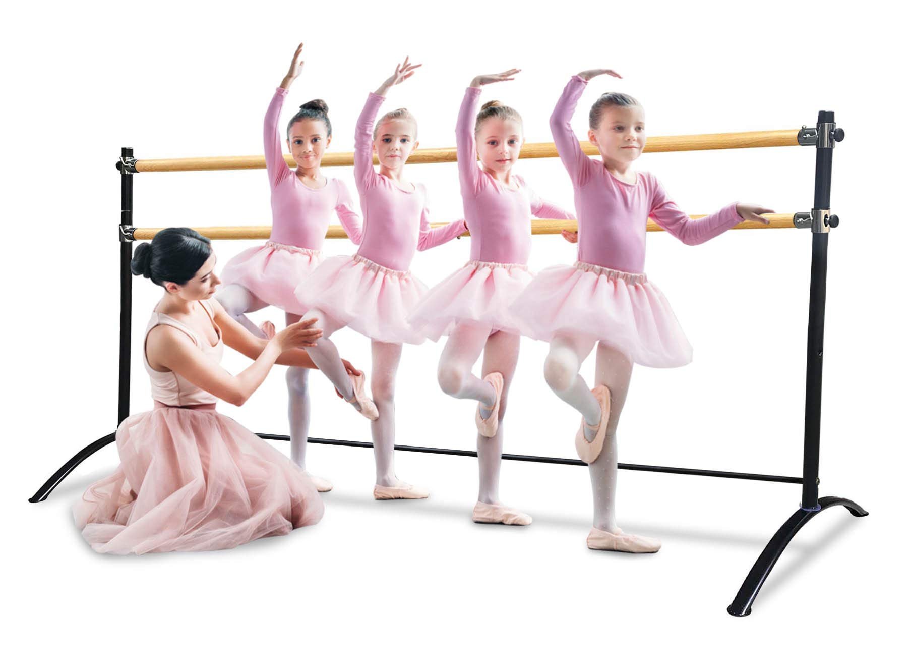 Portable Ballet Barre for Home & Studio - Adjustable Height Dance Bar for Stretching, Pilates, Dance Workouts & Fitness Training - Single/Double Bar for Kids & Adults - Perfect for Home Dance Practice, Yoga Studio & Ballet Classes