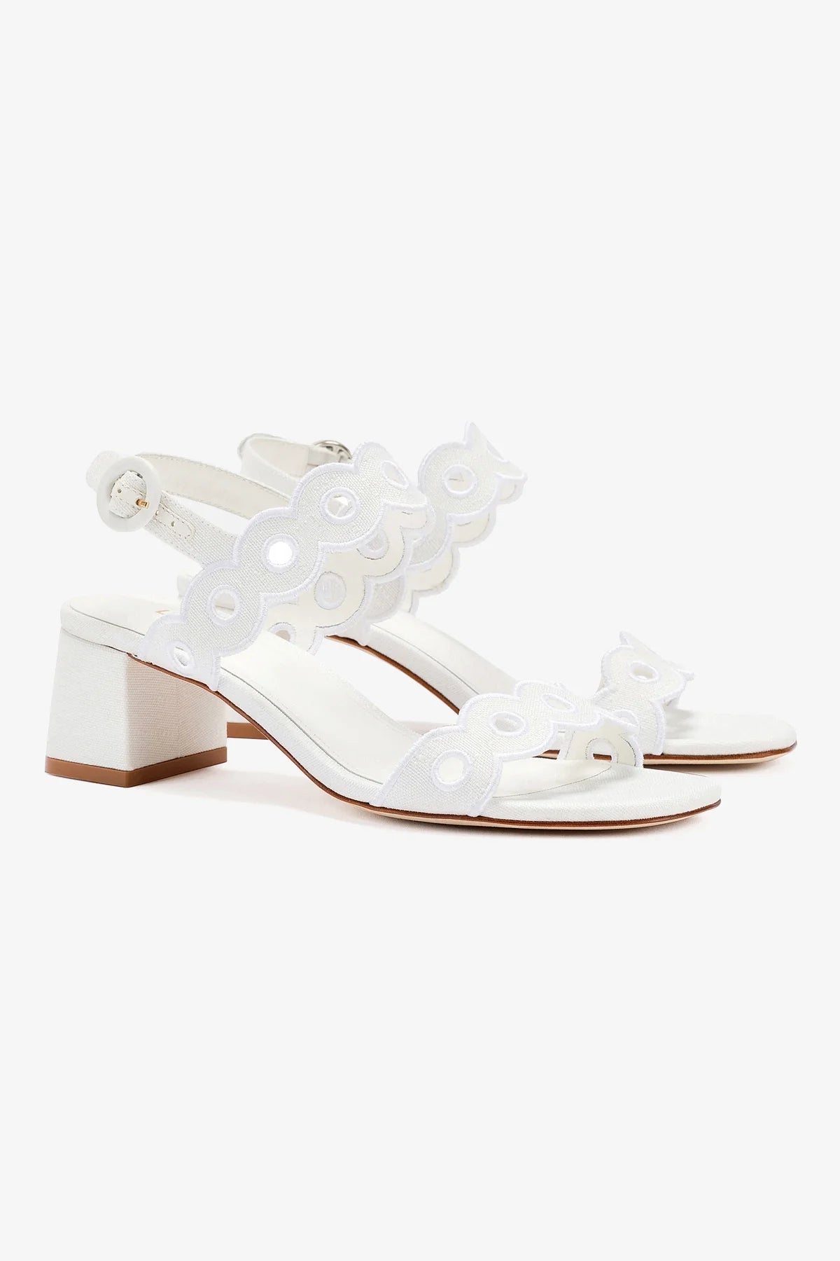 Florence White Raffia Broderie Sandals for Women - Comfortable Summer Beach Walking Shoes, Perfect for Vacation, Wedding, and Outdoor Activities