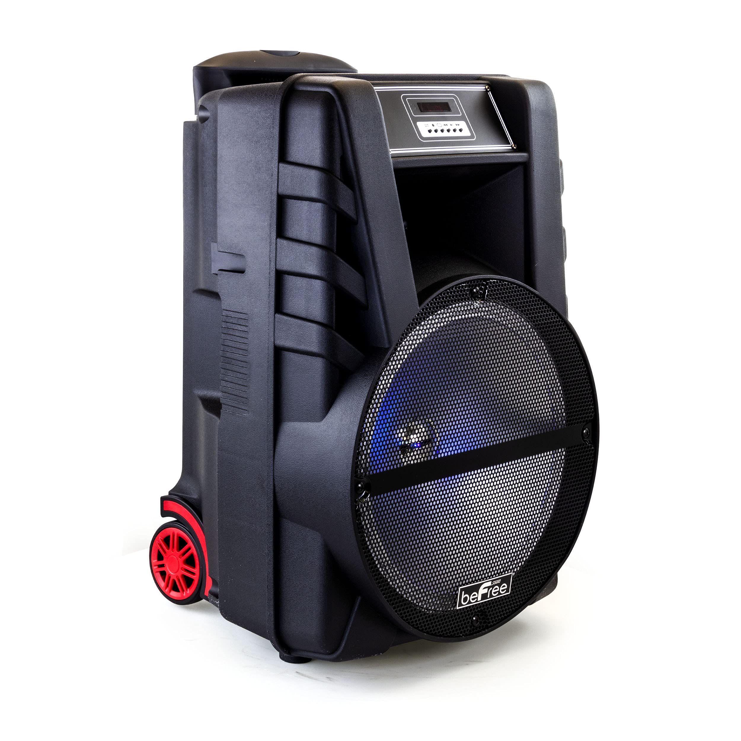beFree Sound 12 Inch Bluetooth Speaker - Rechargeable Portable PA System with Dynamic LED Lights for Parties, Outdoor Events & Home Use - Black