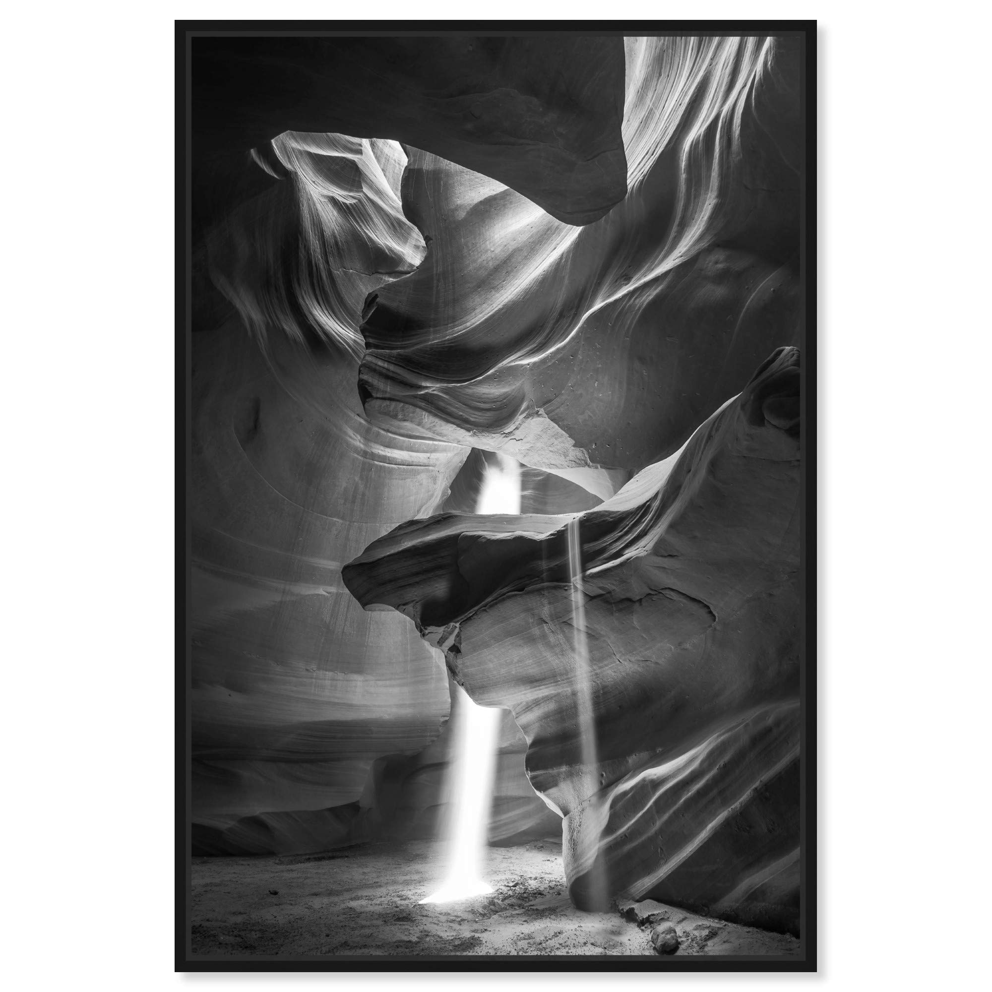 Ojos del Sol Desert Landscape Framed Canvas Wall Art - 16x24 Inches, Gray & White - Nature Inspired Home Décor for Living Room, Bedroom & Office