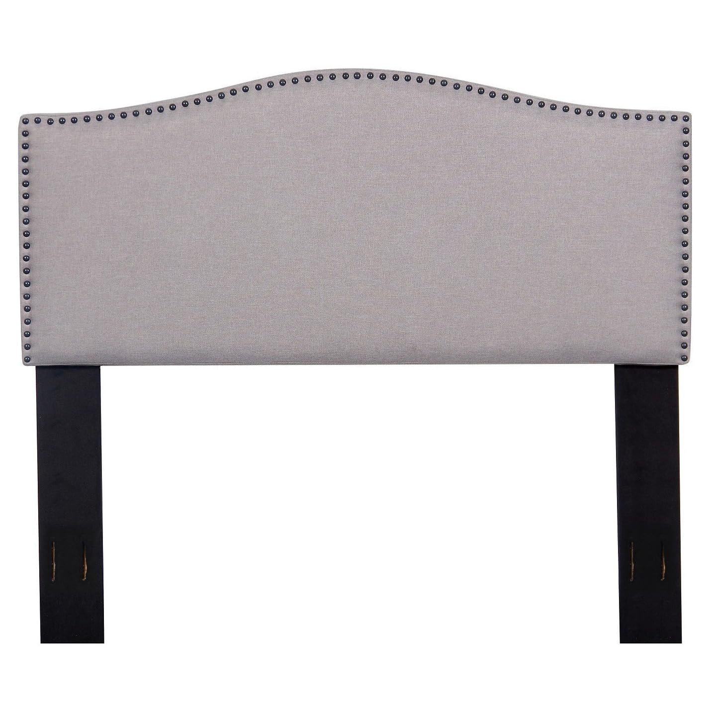 US Pride Furniture Full/Queen Size Nailhead Upholstered Fabric Headboard in Grey - Perfect for Bedroom Decor & Modern Home Styling