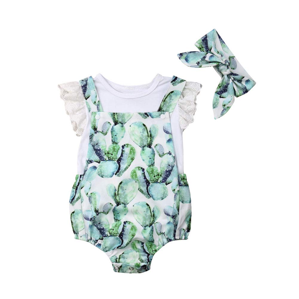 Adorable Newborn Baby Girl Cactus Bodysuit - Floral Ruffle Romper with Pompom Tassels | Soft Cotton Jumpsuit for Infants 0-12 Months | Perfect for Photo Shoots, Birthday Parties & Casual Outings