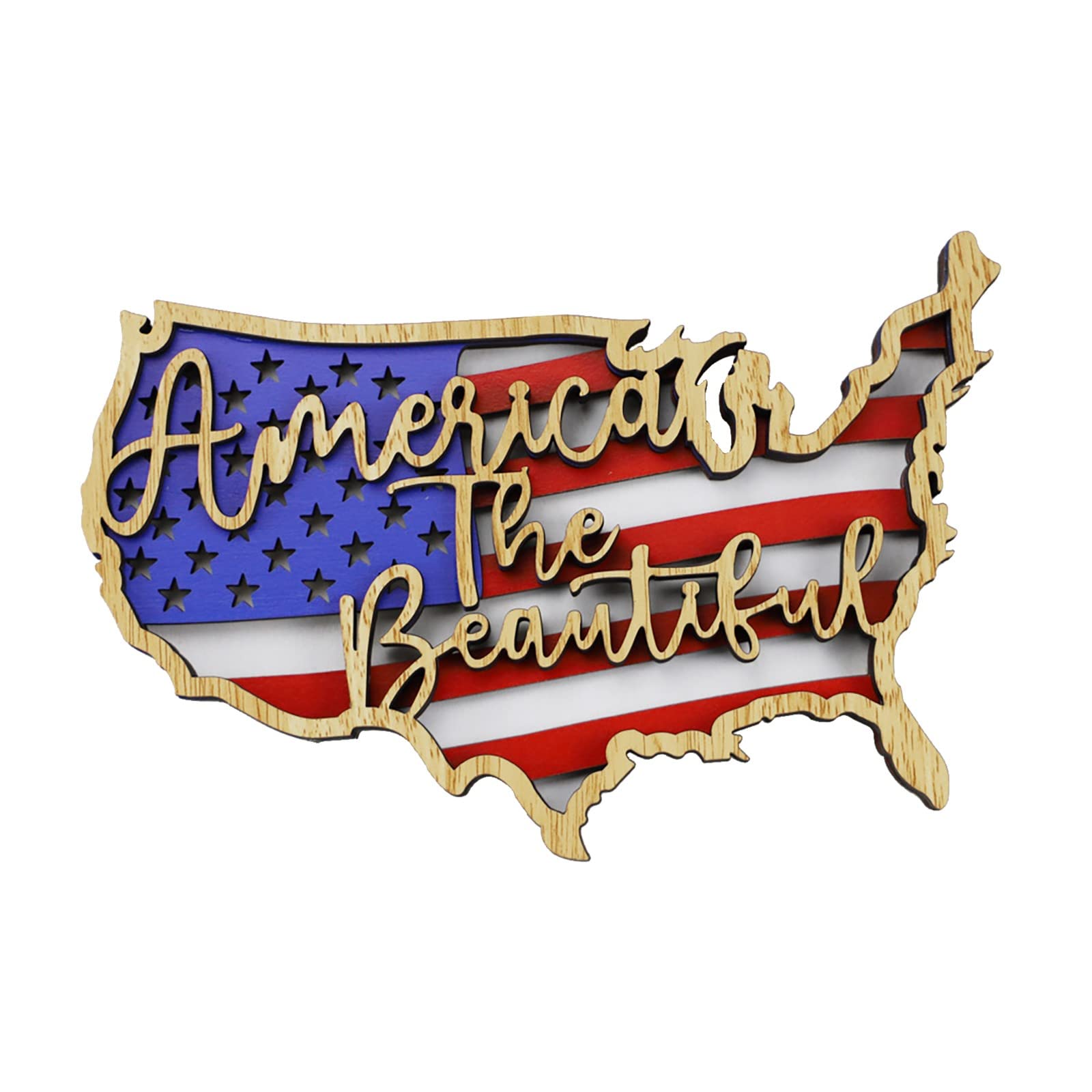 Wooden USA Map Pendant - Independence Day Decor for Home & Office