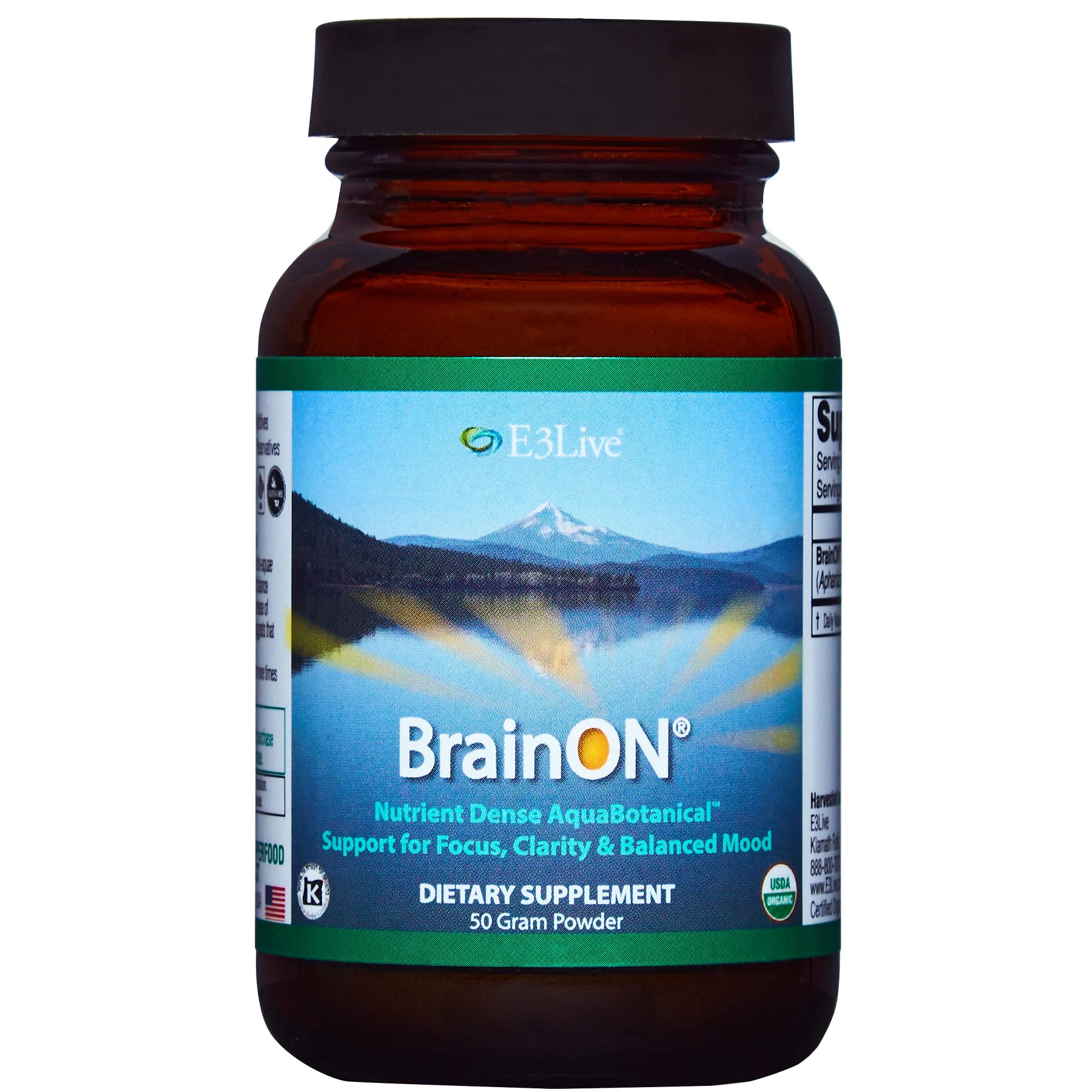 E3LIVE BrainON Blue-Green Algae Superfood Powder - 50g | Organic Mental Clarity & Focus Supplement for Work, Study & Daily Performance