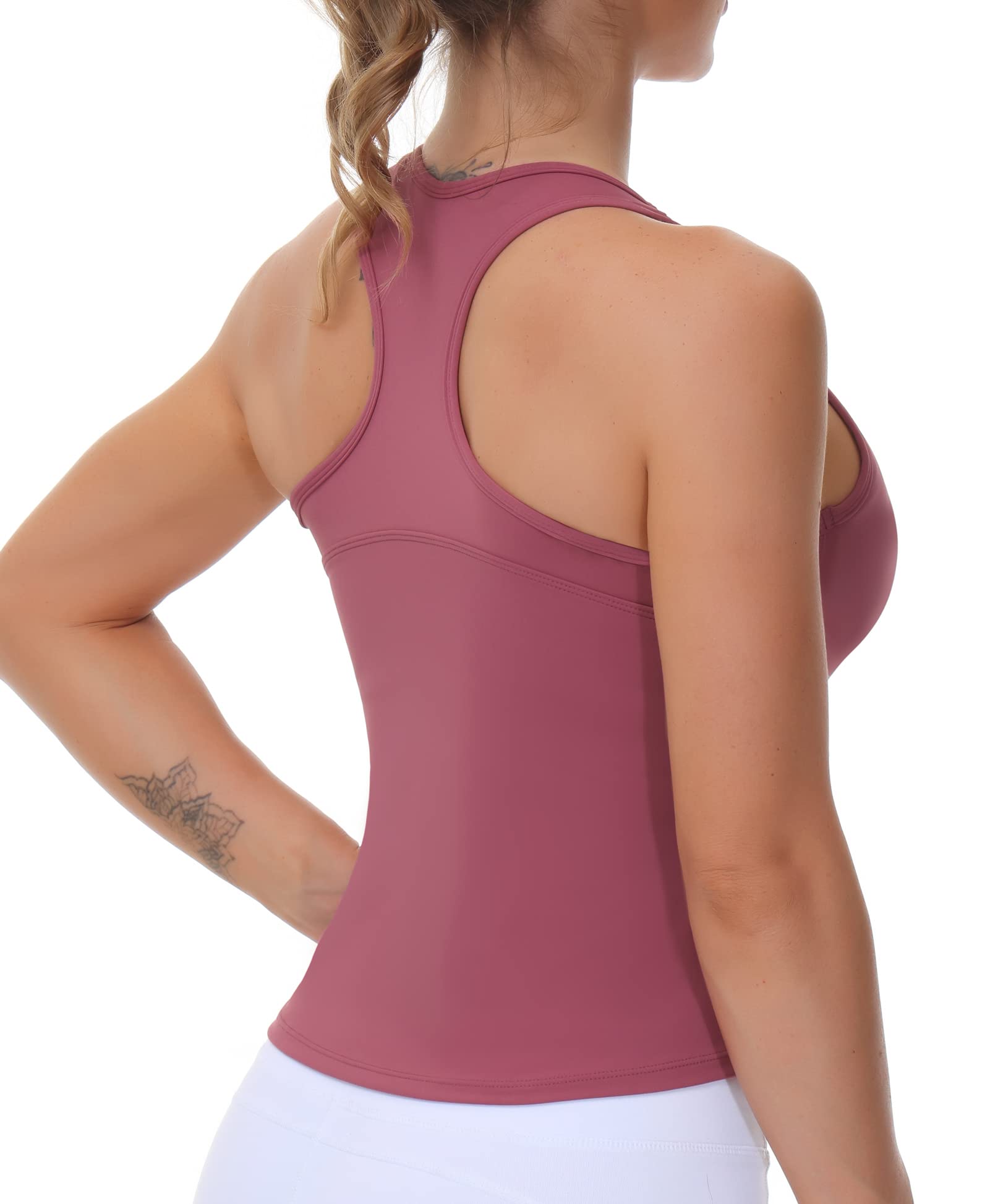 THE GYM WOMEN'S RACERBACK WORKOUT TANK TOP WITH BUILT-IN BRA | SLEEVELESS SLIM FIT ATHLETIC SHIRT | FOR GYM, YOGA, RUNNING & FITNESS TRAINING